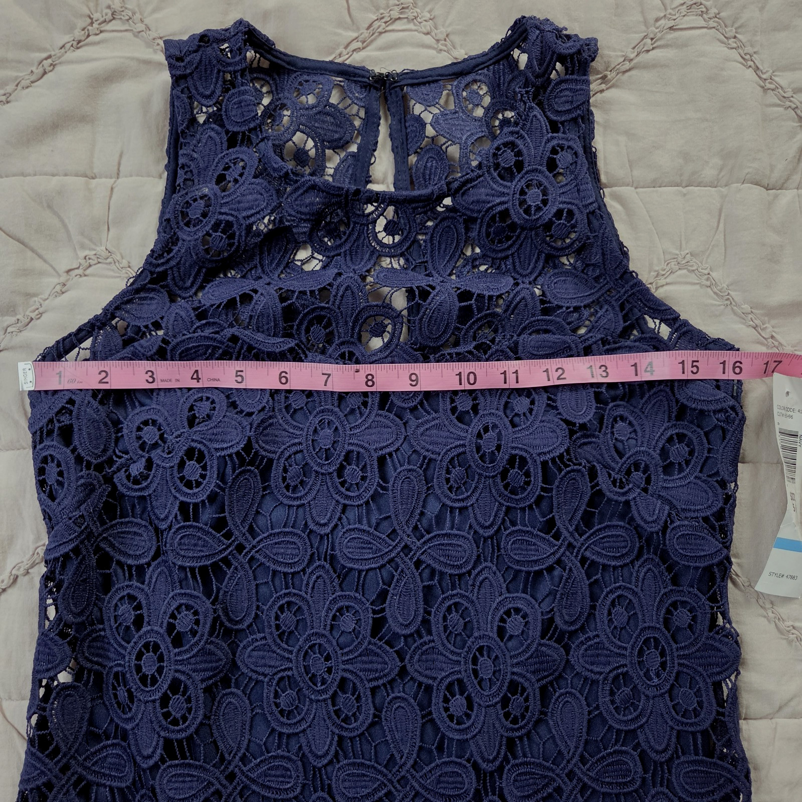 NWT Vtg Jump Apparel by Wendy Chaitin Navy Lace Dress USA 5/6 Floral Evening