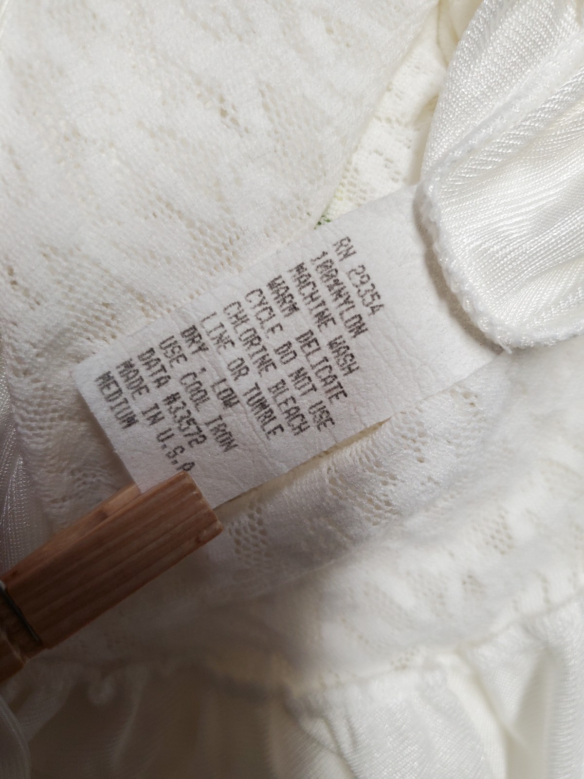 VTG open sides Maxi Lace Nightgown Rose stretch Lace Bridal White M plunging