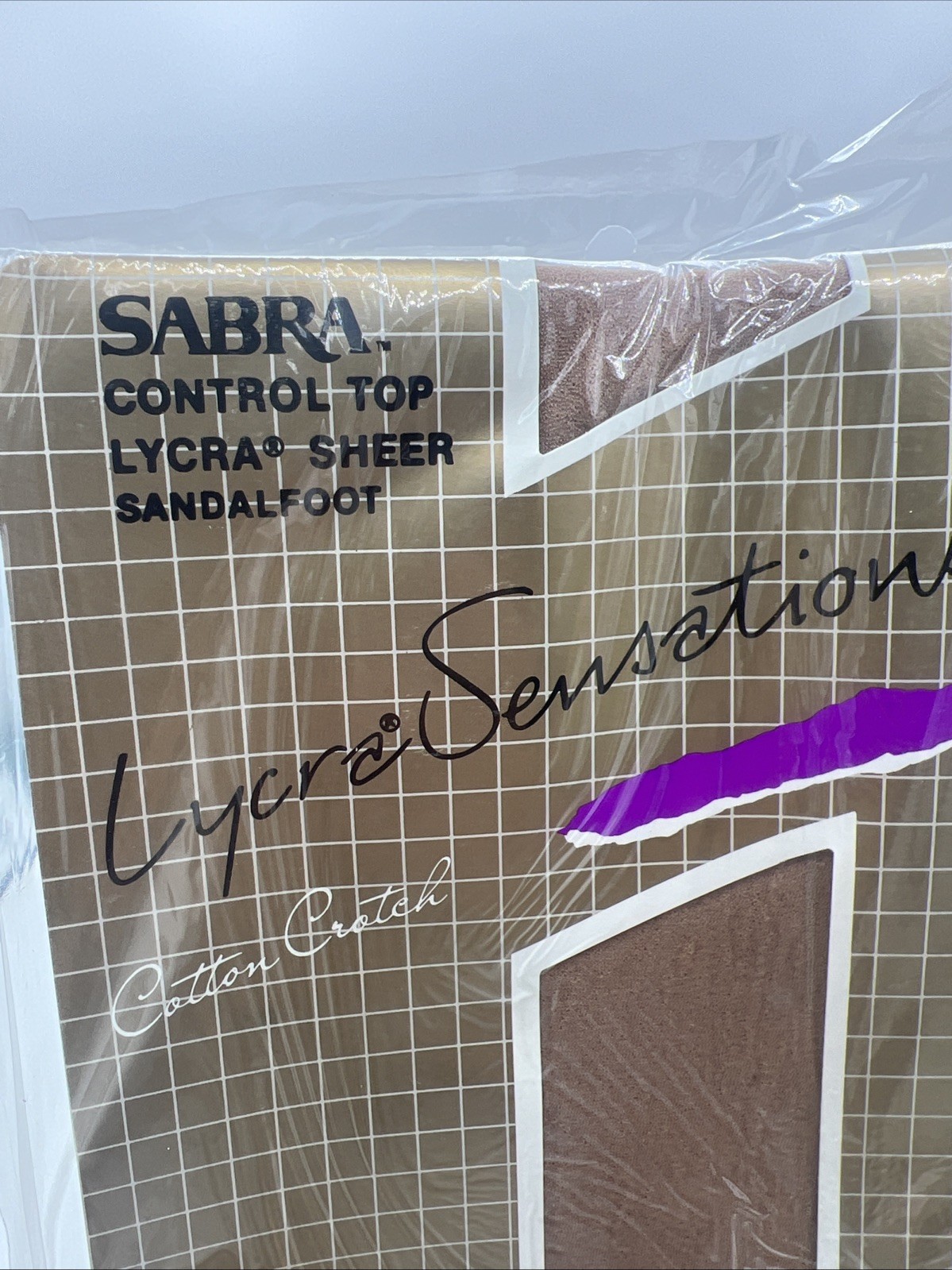 2 VTG Sabra LycraSensations Pantyhose Size A Beige Cotton Crotch Sandalfoot