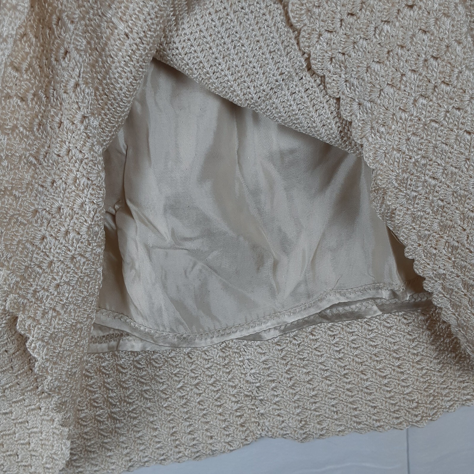 Vintage Sweater Skirt & Top Matching Set Beige Womens Unmarked Size/Brand READ