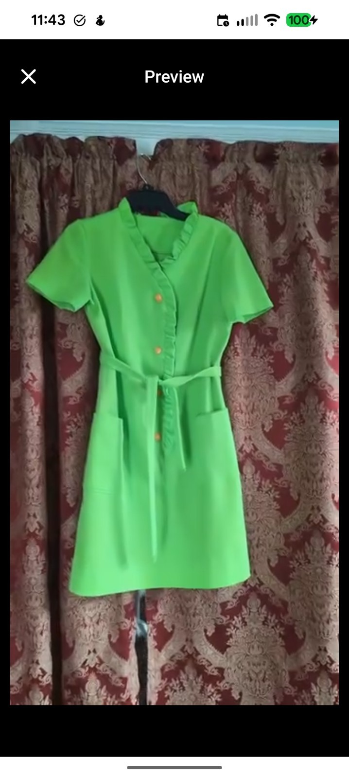 Groovy vintage 60s poly mini-dress, size 6-8,