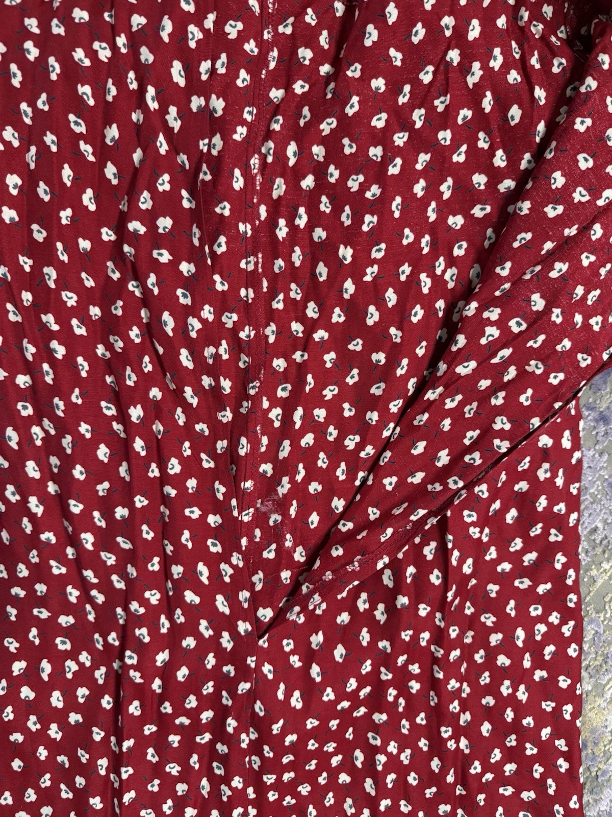 Vintage 80’s Dawn Joy Red Floral Print Dress With Slit And Tie Back Size 8