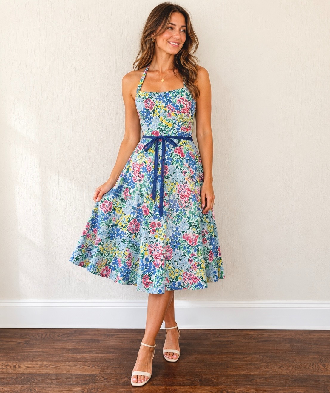 Vintage 60s Lanz Originals Floral Sundress Dress Retro Summer Pinup Rockabilly