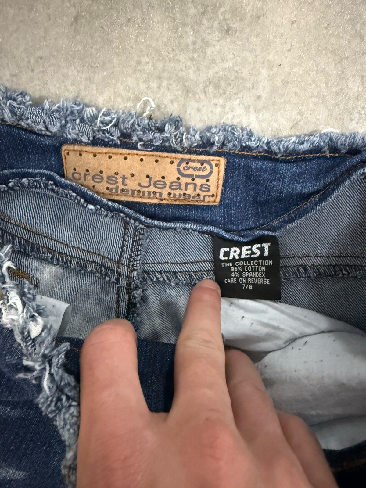 CREST VINTAGE Y2K BOHO DENIM JEANS 7/8 RETRO FLARED HIPPIE DISTRESSED