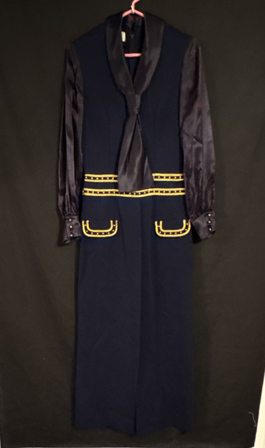 The Kollection Ltd. Navy Vintage Dress Women’s Yellow Trim Dress