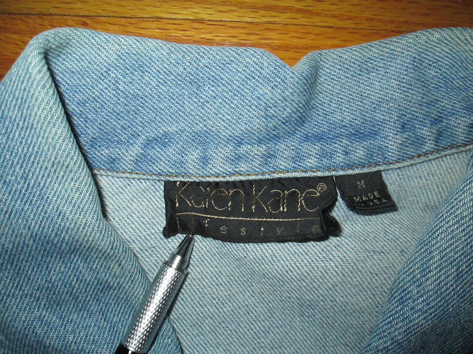 KAREN KANE Vtg 90s Arc de Triomphe Tapestry Custom Denim Jean Jacket LADIES USA