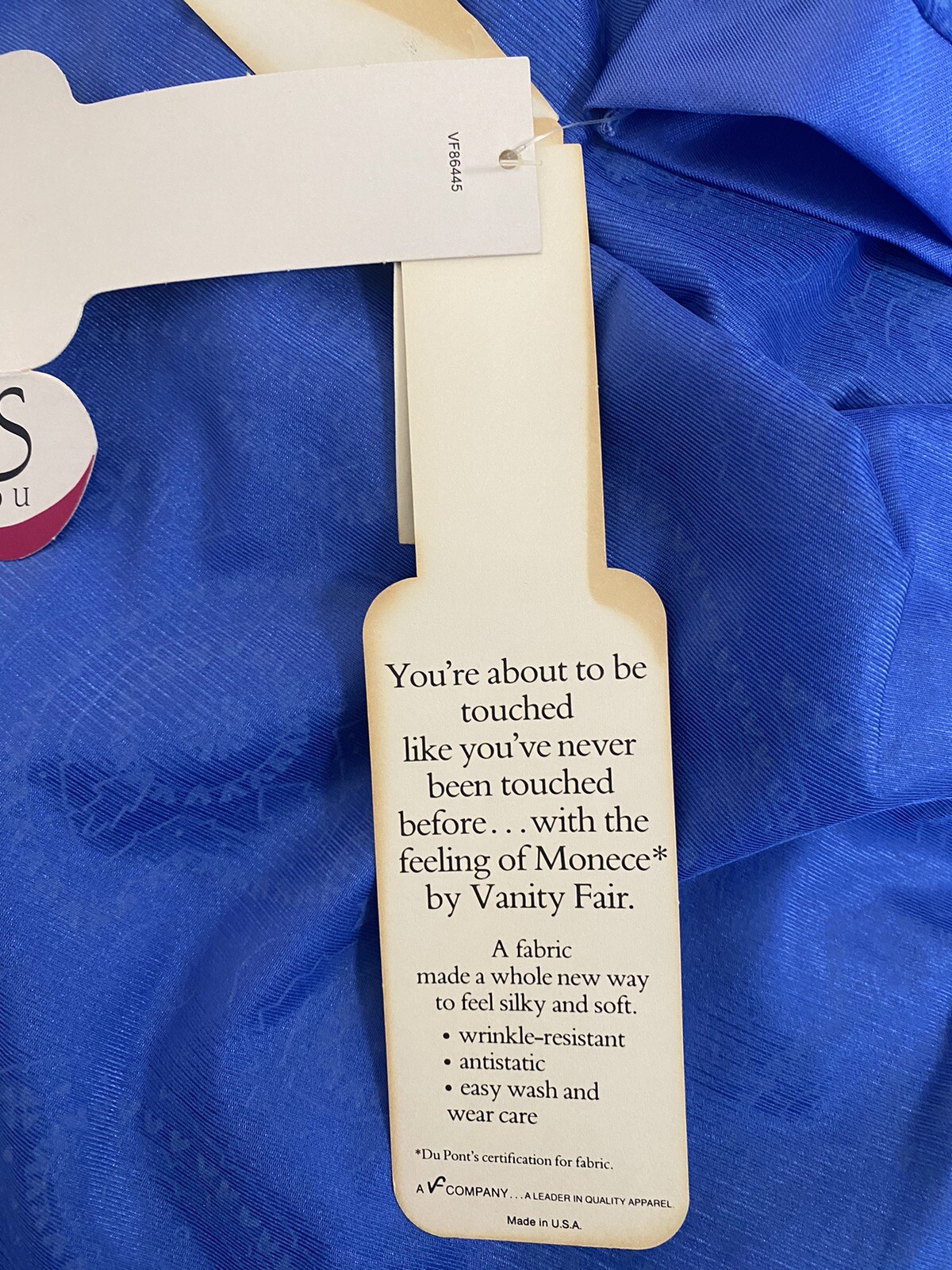 NWT Vintage Vanity Fair Long Blue Satin Robe House Coat Peignoir Womens Petite M