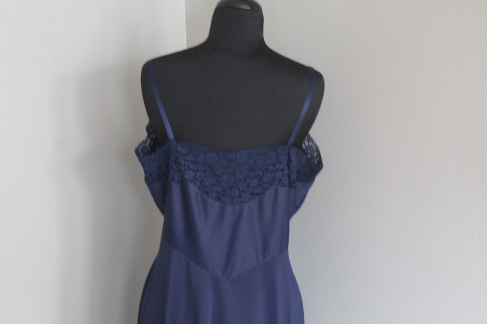 Vintage Van Raalte Satin Nylon Suavette Navy Blue Size 40A