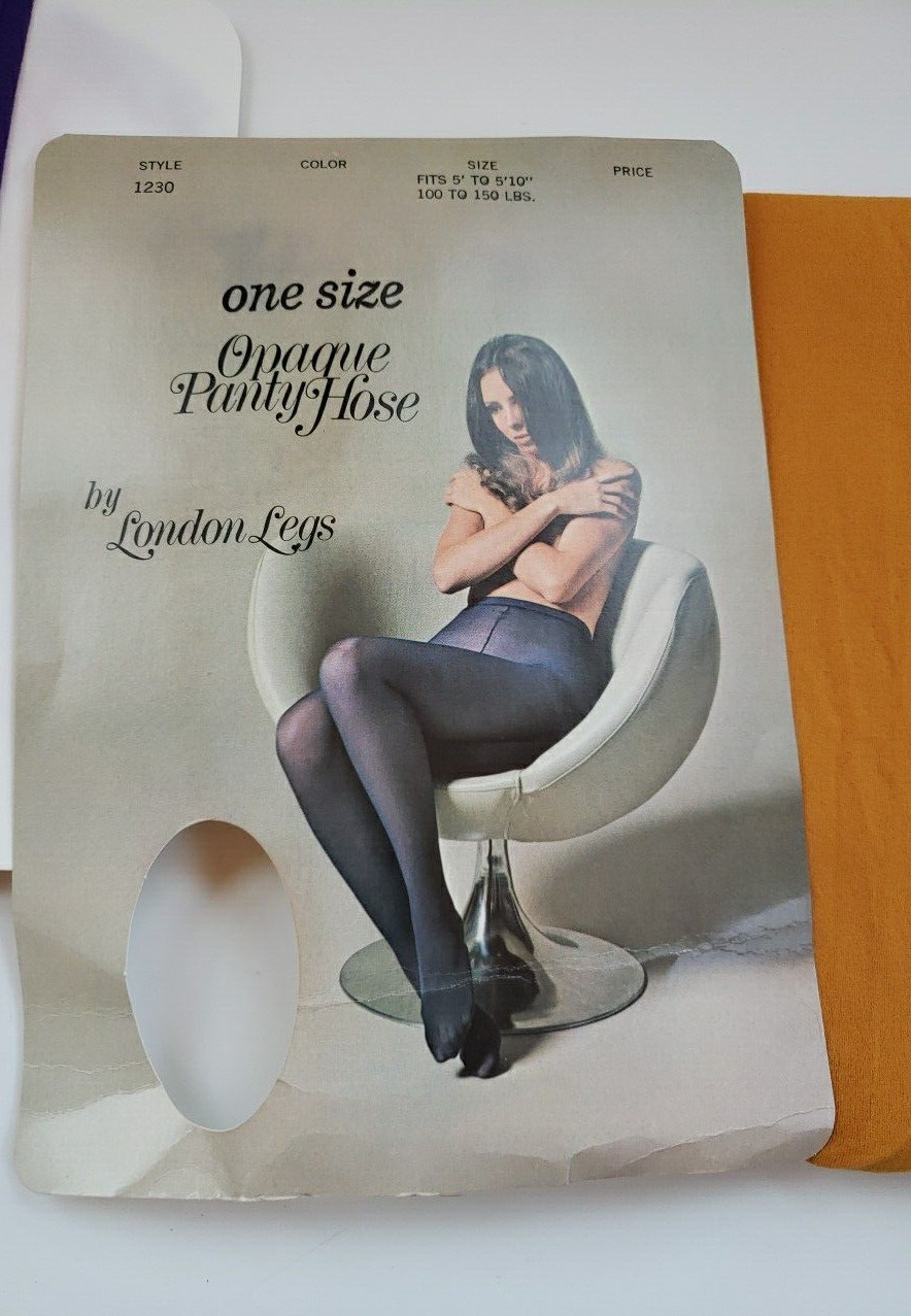 Vintage Mod 1960s London Legs Nylons Tights New NIP Purple Yellow One Size