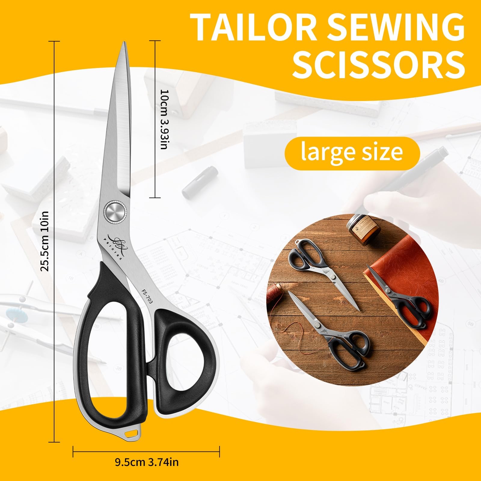 Fabric Scissors Tailor Sewing Shears Heavy Duty Multi-Purpose Integral Molding S