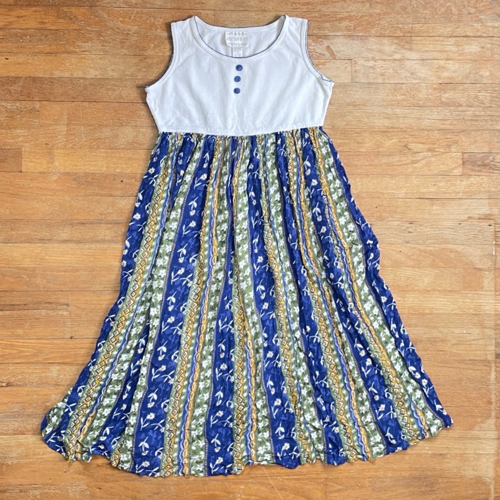 Vintage Floral Midi Dress Size Medium 1990s Floral Rayon Skirt Knit Cotton