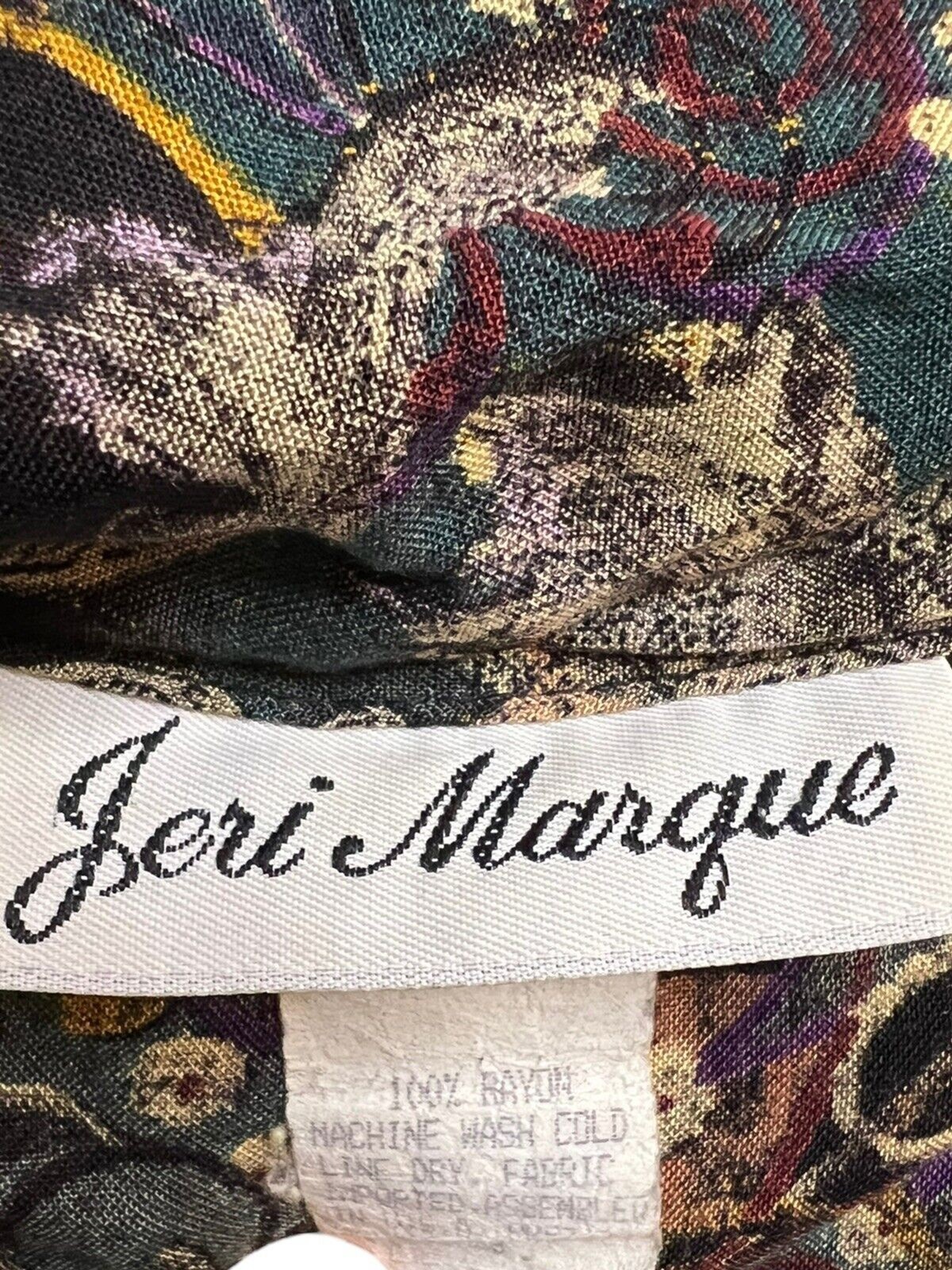 Jeri Marque 38 Vintage Button Shirt Blouse Top Women Abstract 90s USA Floral