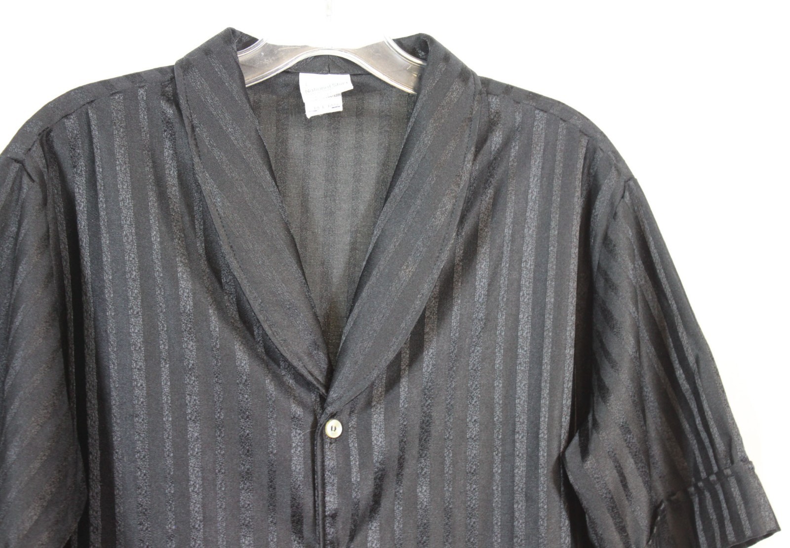 Vtg National Shirt Polyester Blouse Top Shirt Tone on Tone Stripe Retro 70s L