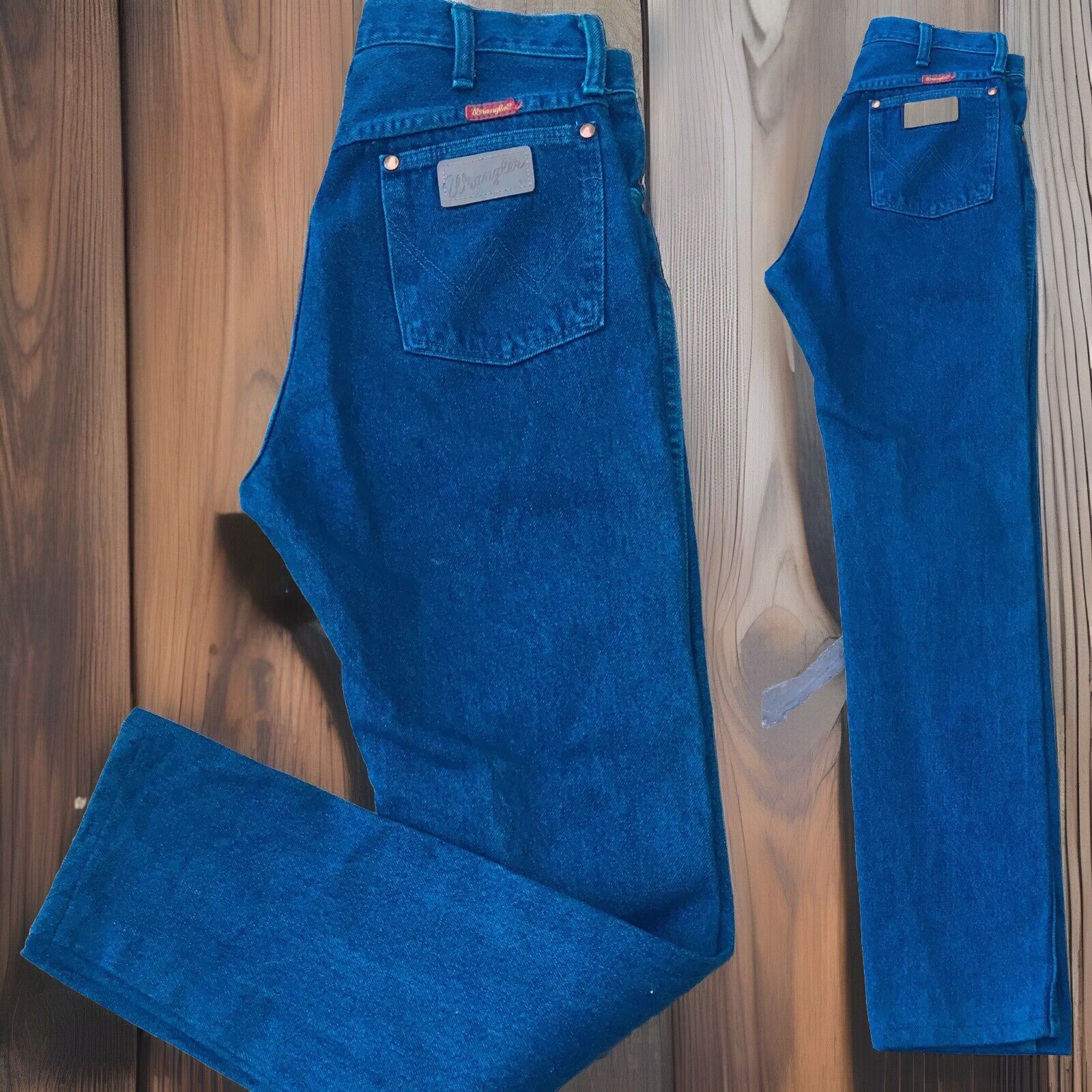 Vintage Wrangler Jeans High Waist Blue Green Made In USA Sz 11 30 In Waist