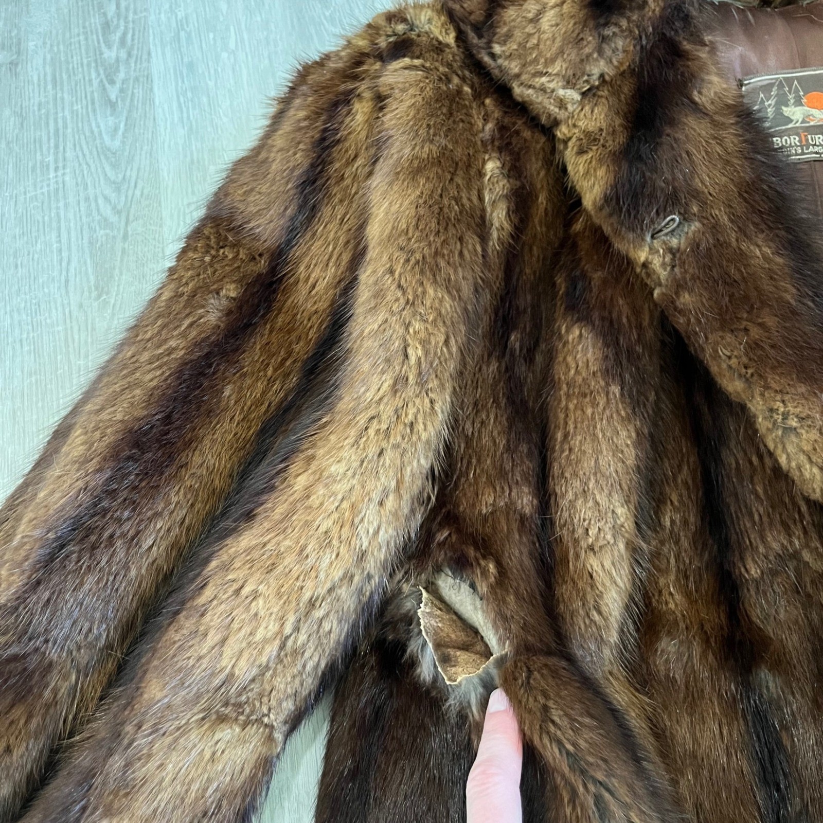 Vintage Nigbor Fur Coat Co Genuine Ranch Mink Fur Coat Jacket Brown Womens L?