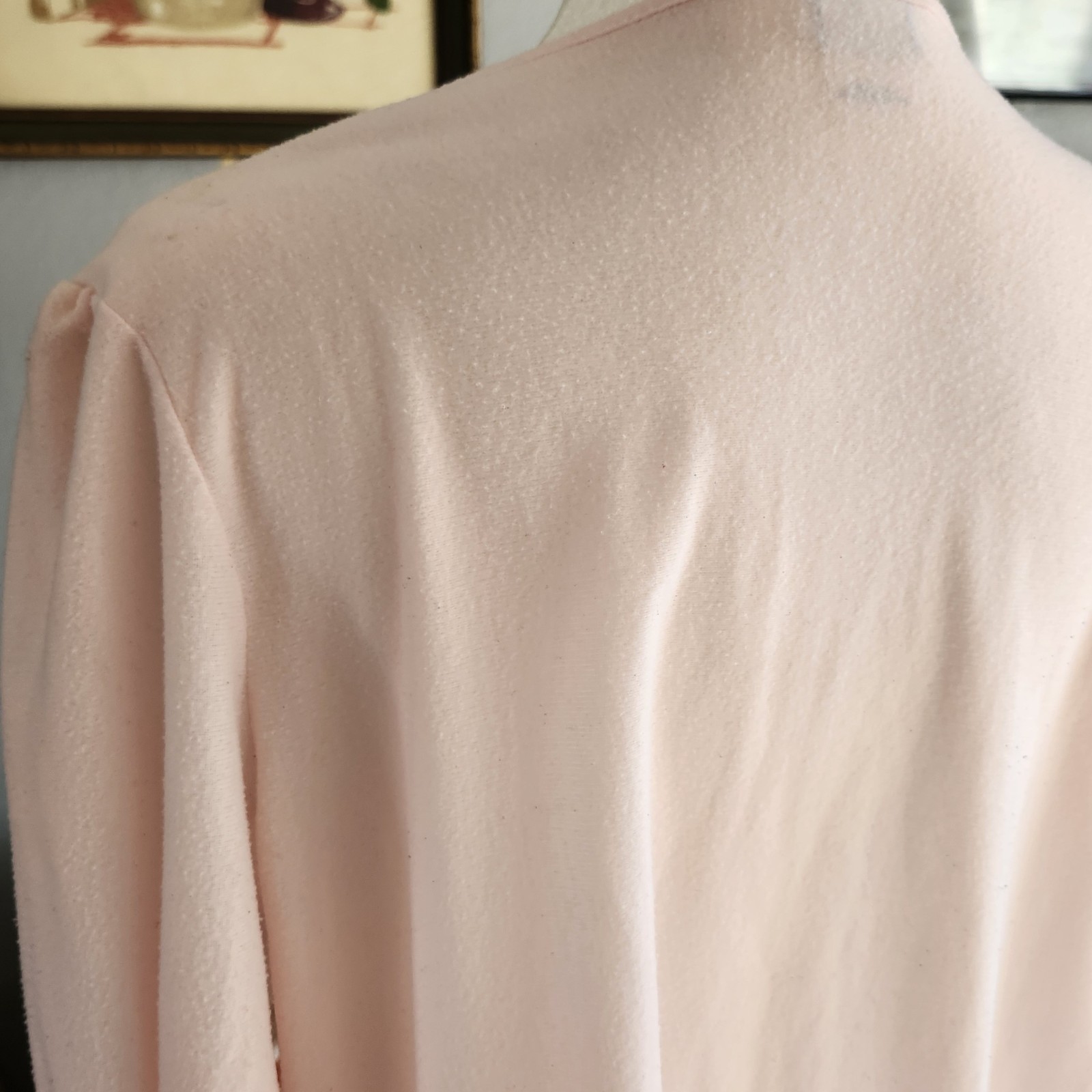 Vintage Fleece Nightgown Pink Damea Long Sleeve Size M Made in USA