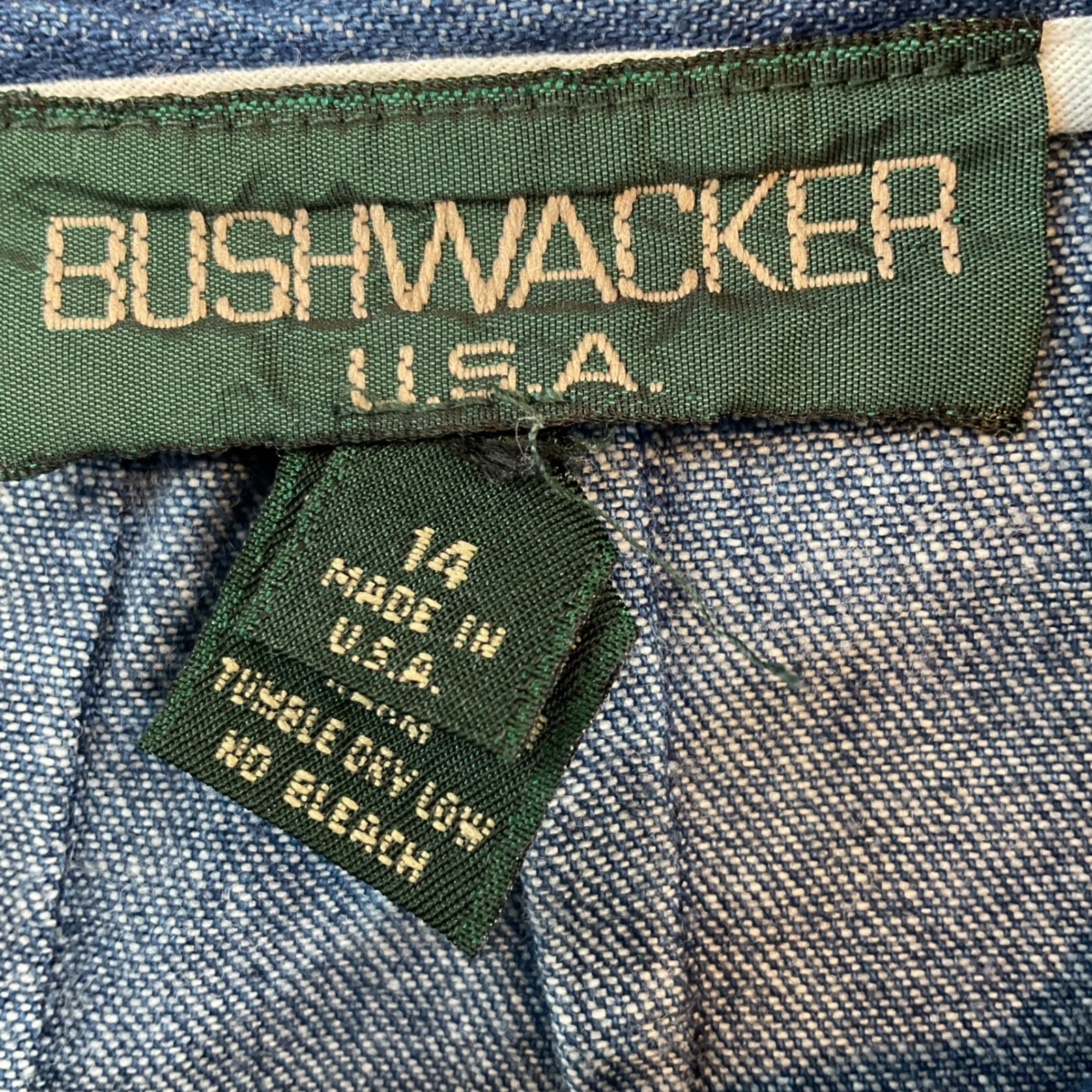 Bushwacker USA Vintage Denim Midi Skirt Blue Cotton Pleated High Waist Size 14