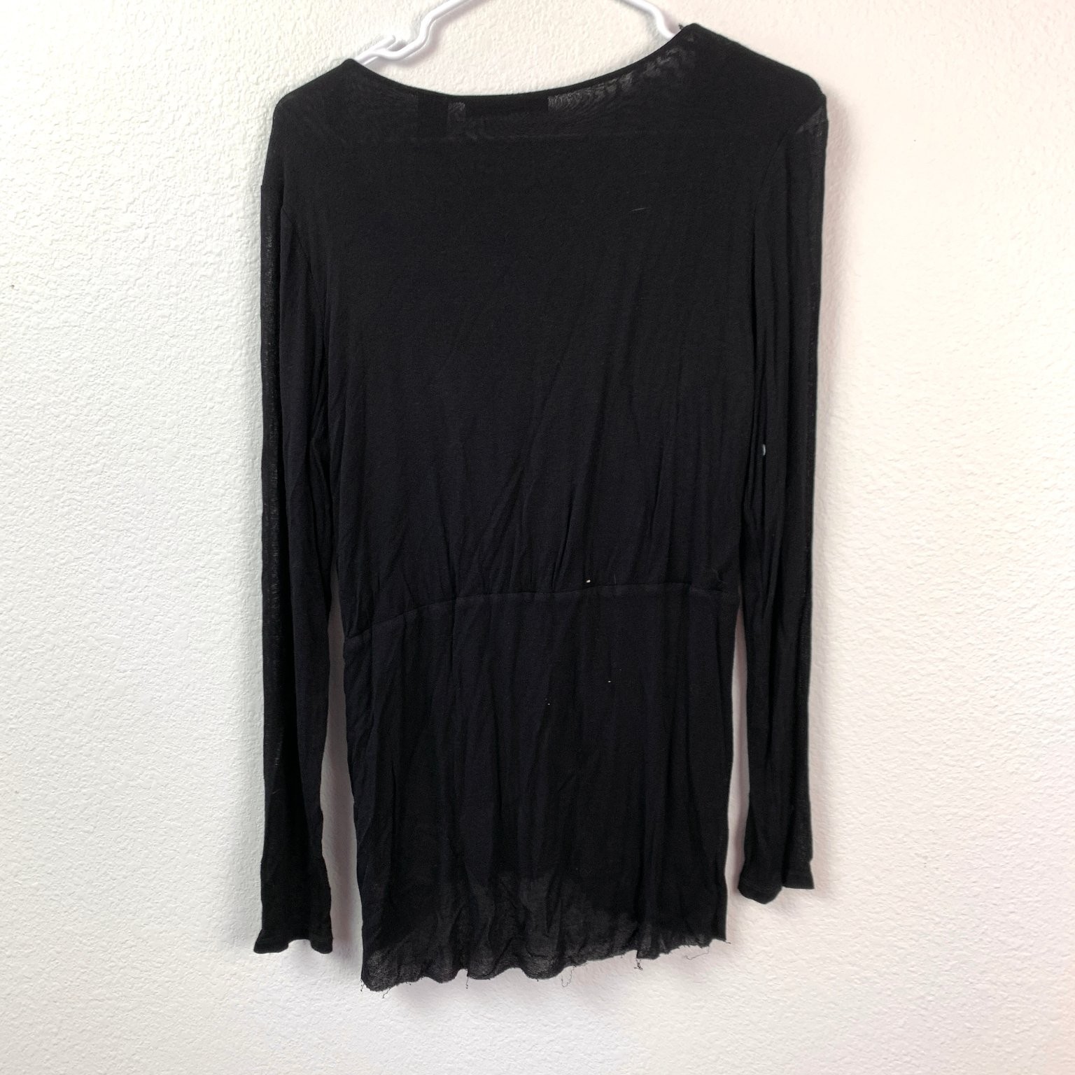 Y2K BKE Boutique Draped Sequin Top Long Sleeve Black Womens Small Mob Wife