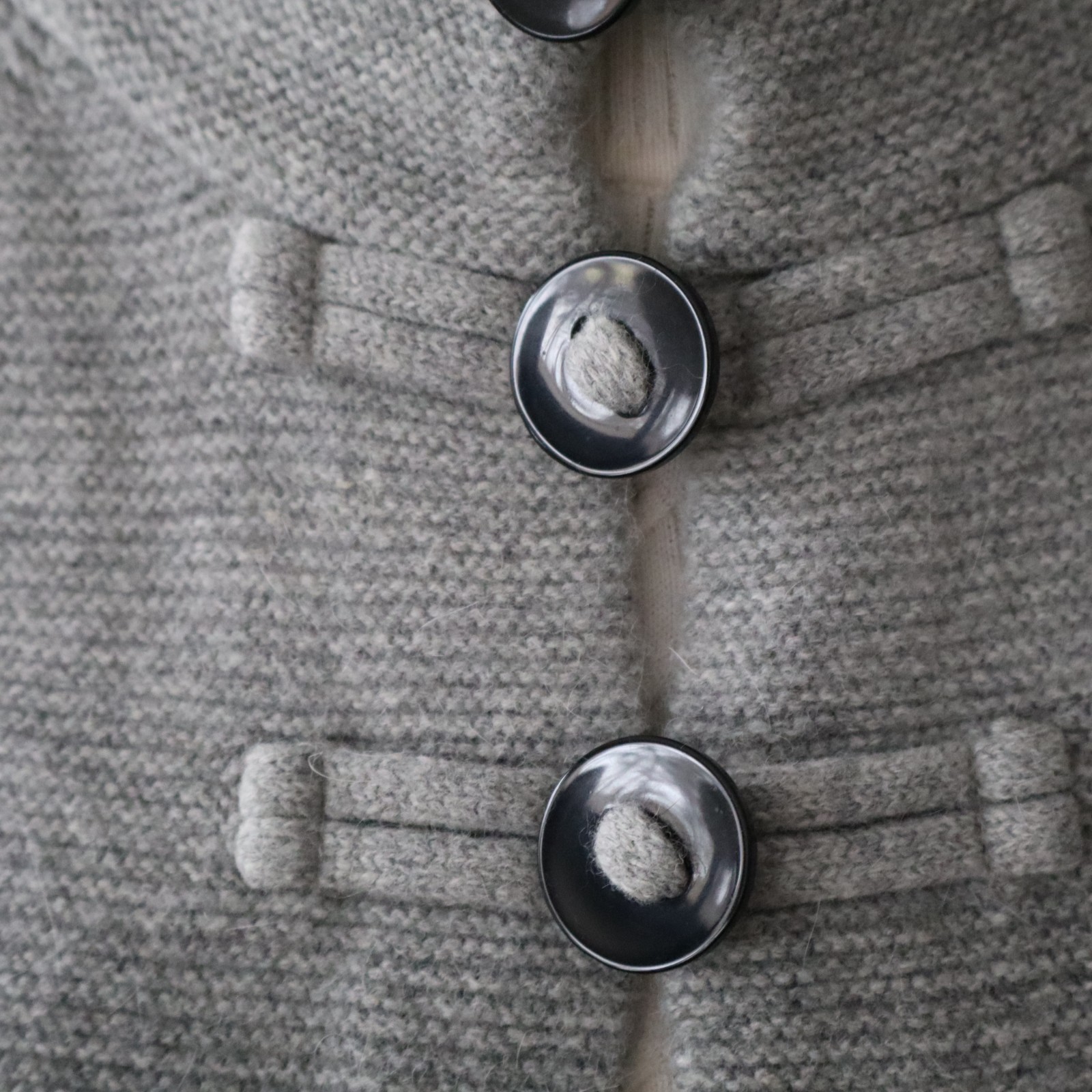 Vtg Women’s Jones New York Cardigan Sweater Heather Gray, Black Sz Lg