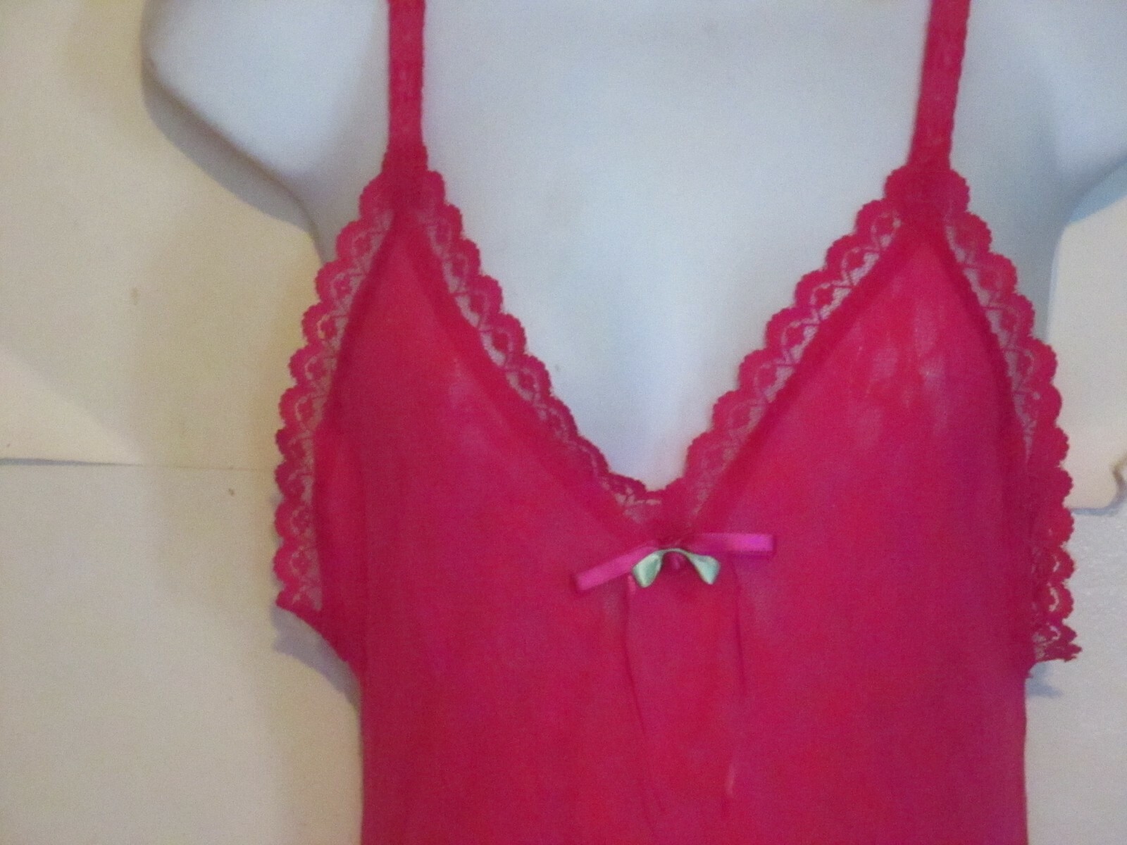 Vintage Feather Bed Intimate Fuchsia Lace Sexy Teddy Size M J239