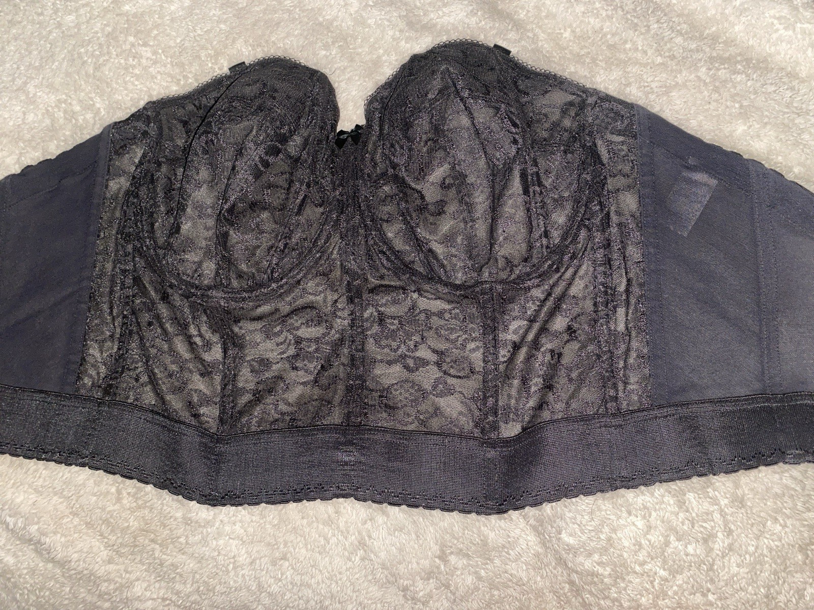 VTG POINTY LONG LINE WAIST NIPPER BRA STRAPLESS 36G PIN UP BURLESQUE HOLLYWOOD