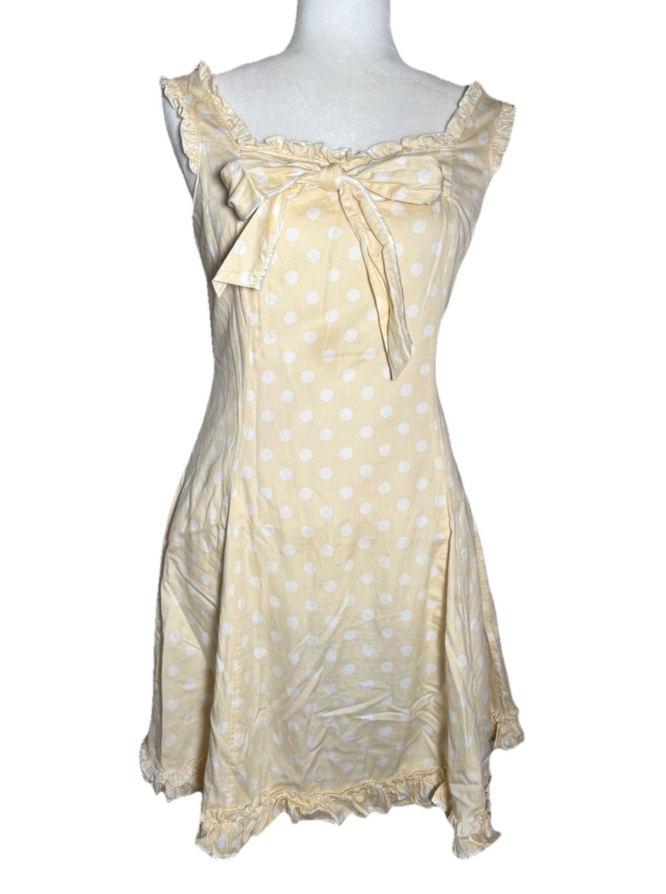 Vintage Milk Lolita Hime Gyaru Coquette Japan Polka Dot Ruffle Bow Dress