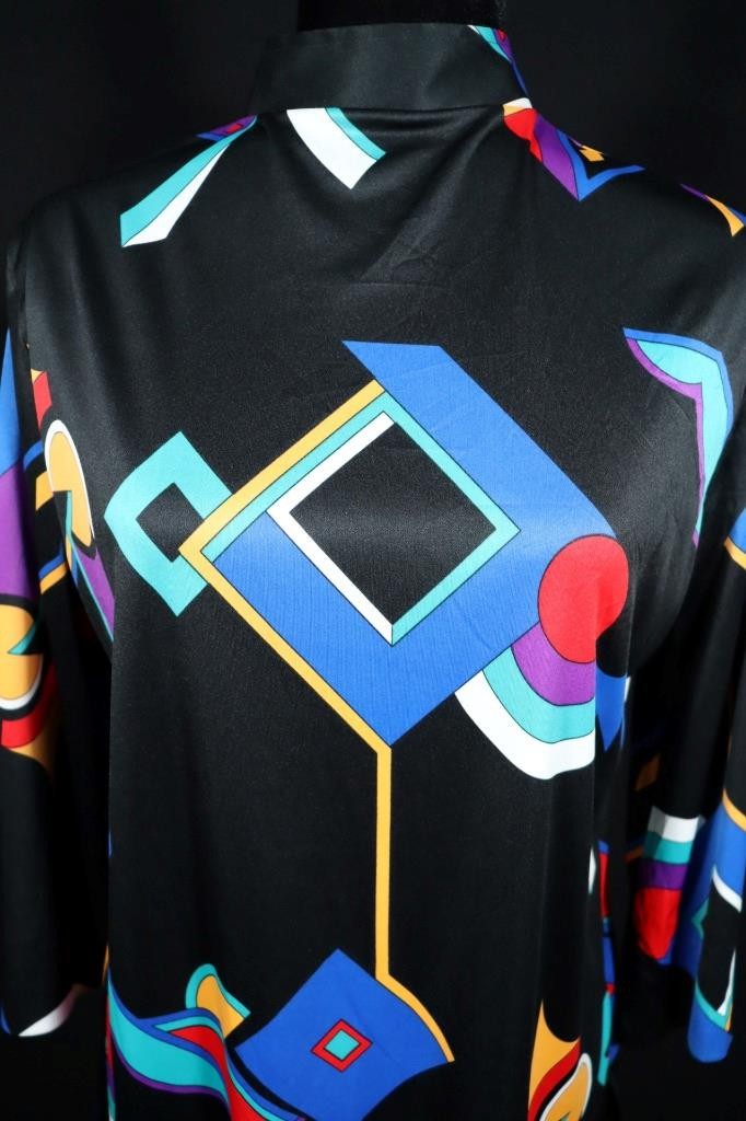 Vintage 1980’s Mardi Modes Colorful Silky Poly Blouse Size L