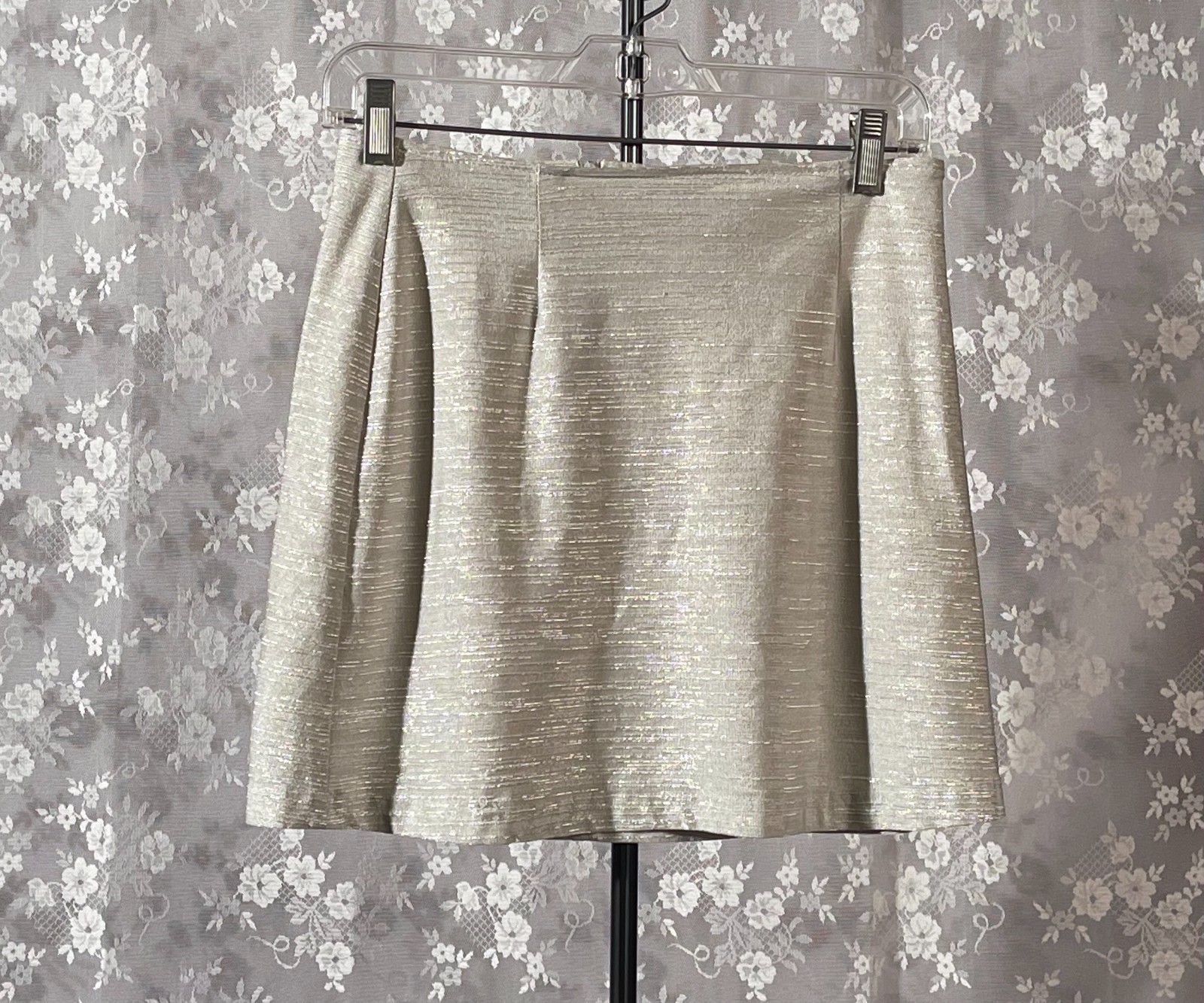 Vintage 90s Silver Mini Skirt Size Small 1990s Retro Y2K Space Futuristic Chic