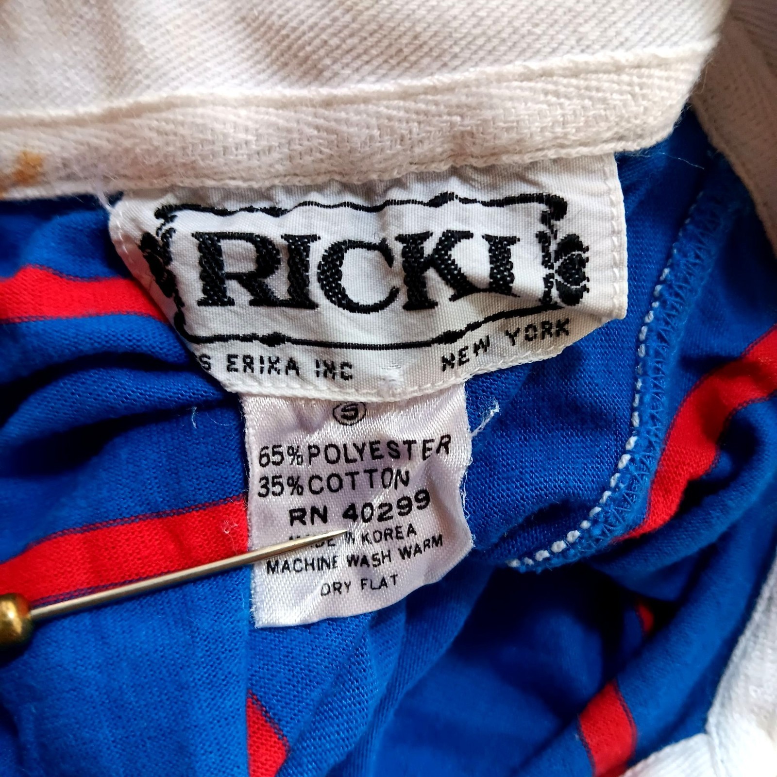 True Vintage Polo Top Small 1980’s Rugby Single Stitch Blue/Red Striped Shirt