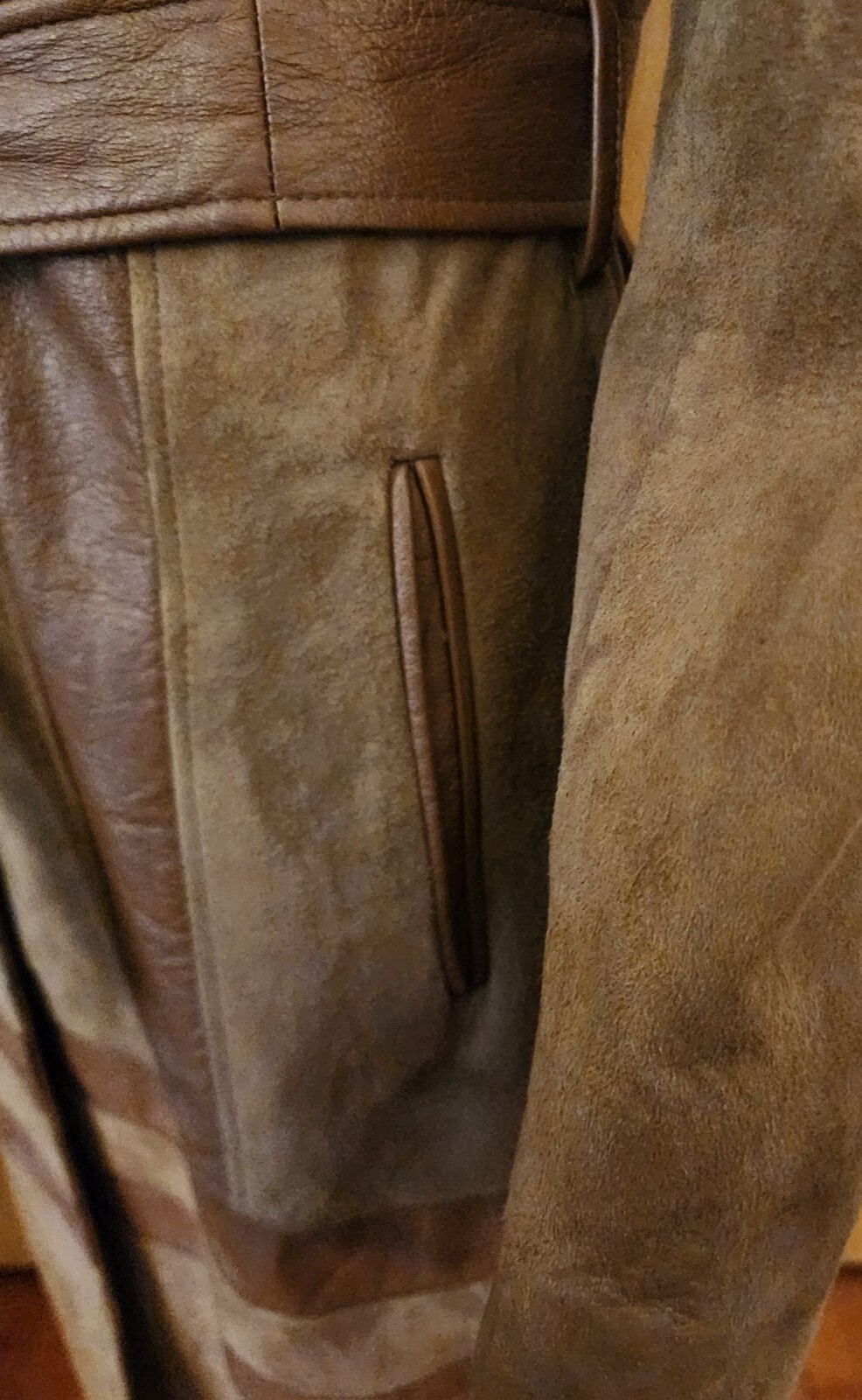 WOMEN’S NEW ENGLAND SPORTSWEAR CO. VINTAGE 70’s LEATHER & SUEDE FULL LENGTH COAT