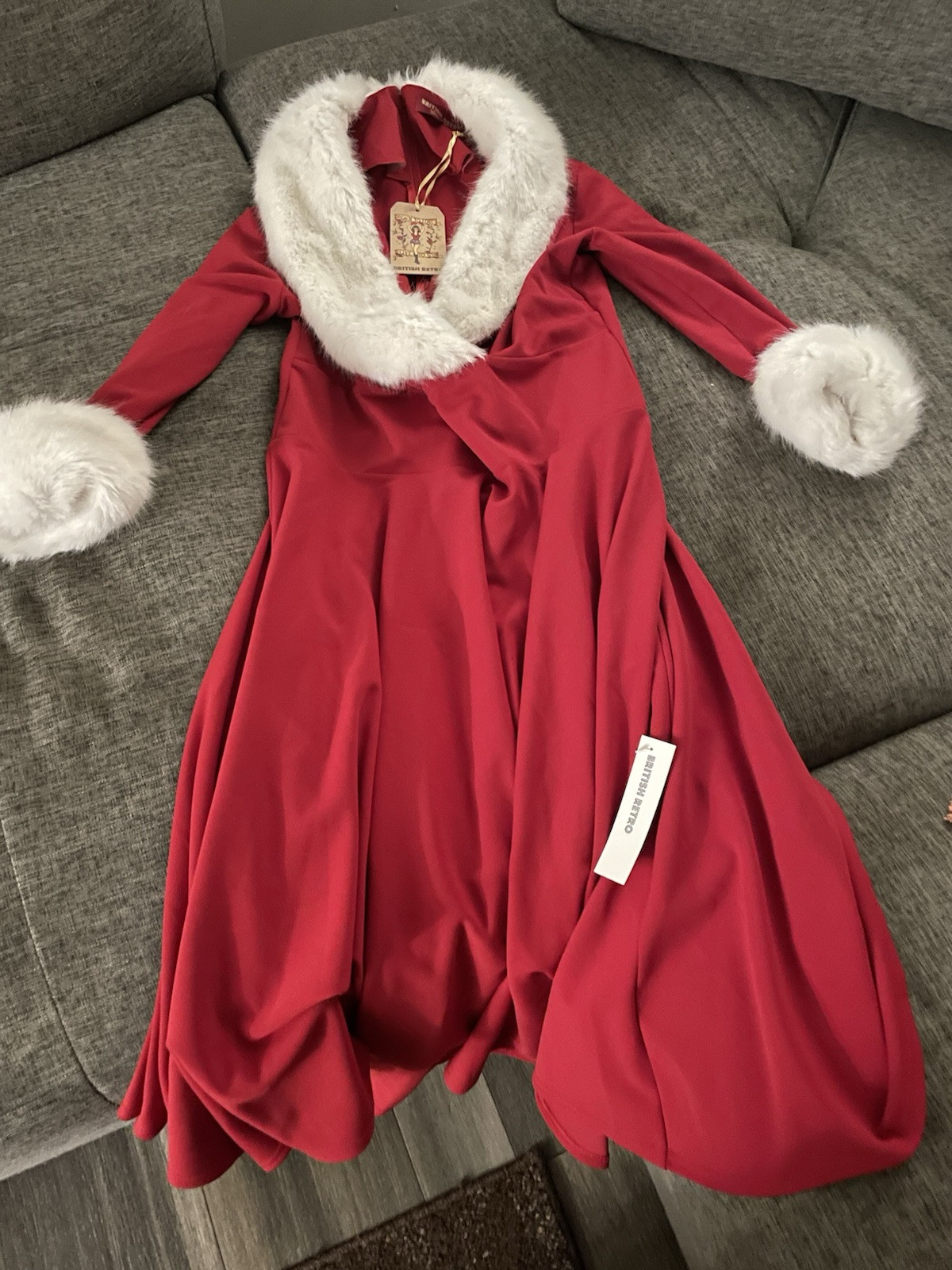 ‘From Kitty with Love’ Ruby Red Faux Fur 50s Swing Dress