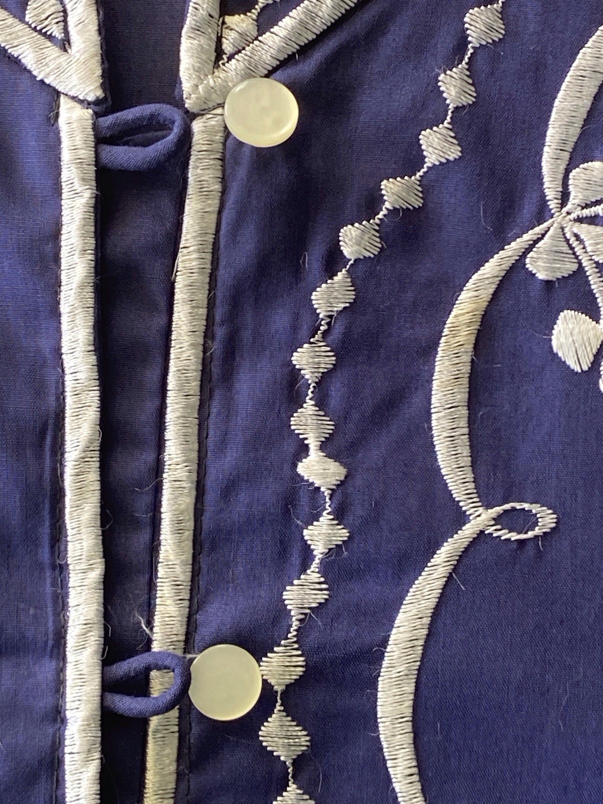Vintage 1970s Caro Of Honolulu Hawaiian Navy Embroidered Dress Women’s Size 18