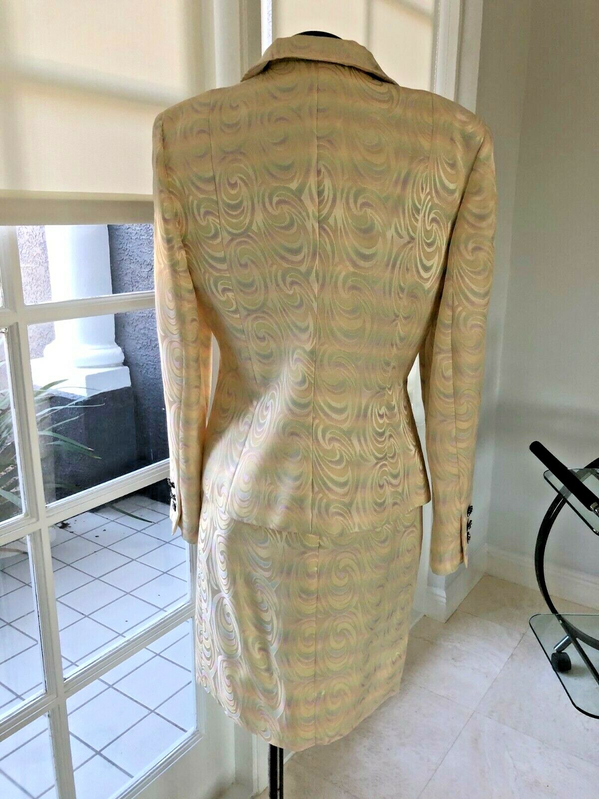 George Simonton vintage Suit Jacket Skirt Rhinestone size 8 Lined PERFECT