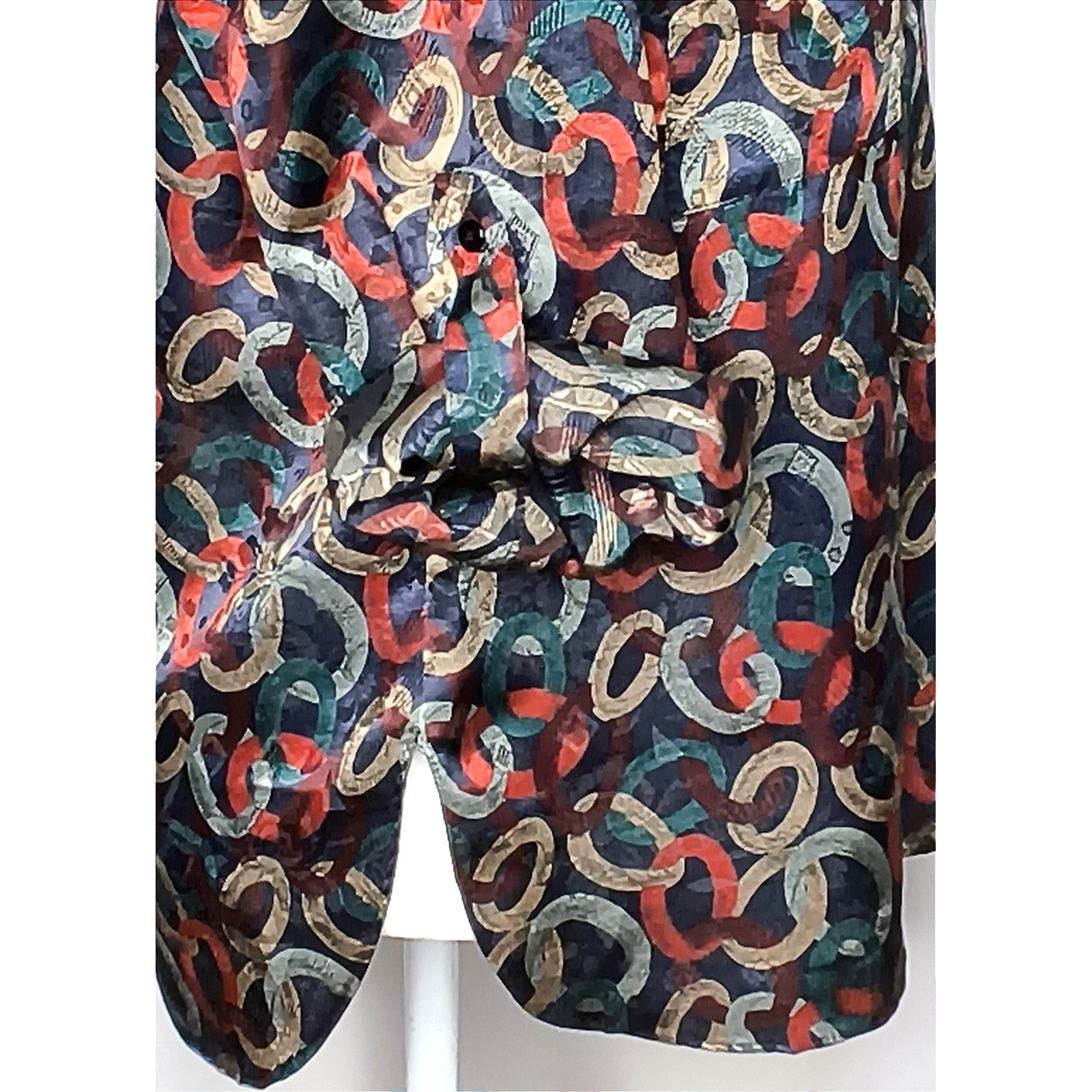 Vintage All Hours Chain Link Blouse Women Small Multicolor Long Sleeve Button Up