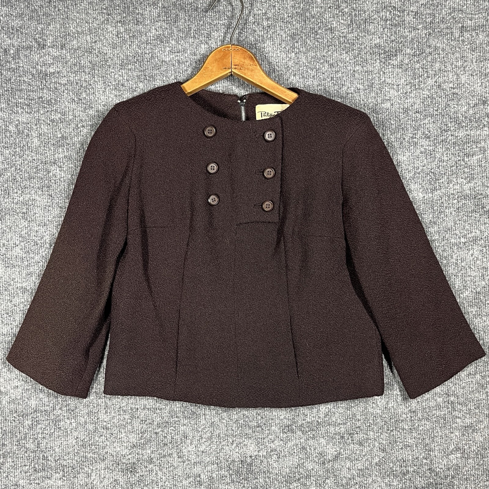 VINTAGE 50s 60s Philippe Tournaye Jacket Womens Size XS/ S Blazer Brown Wool
