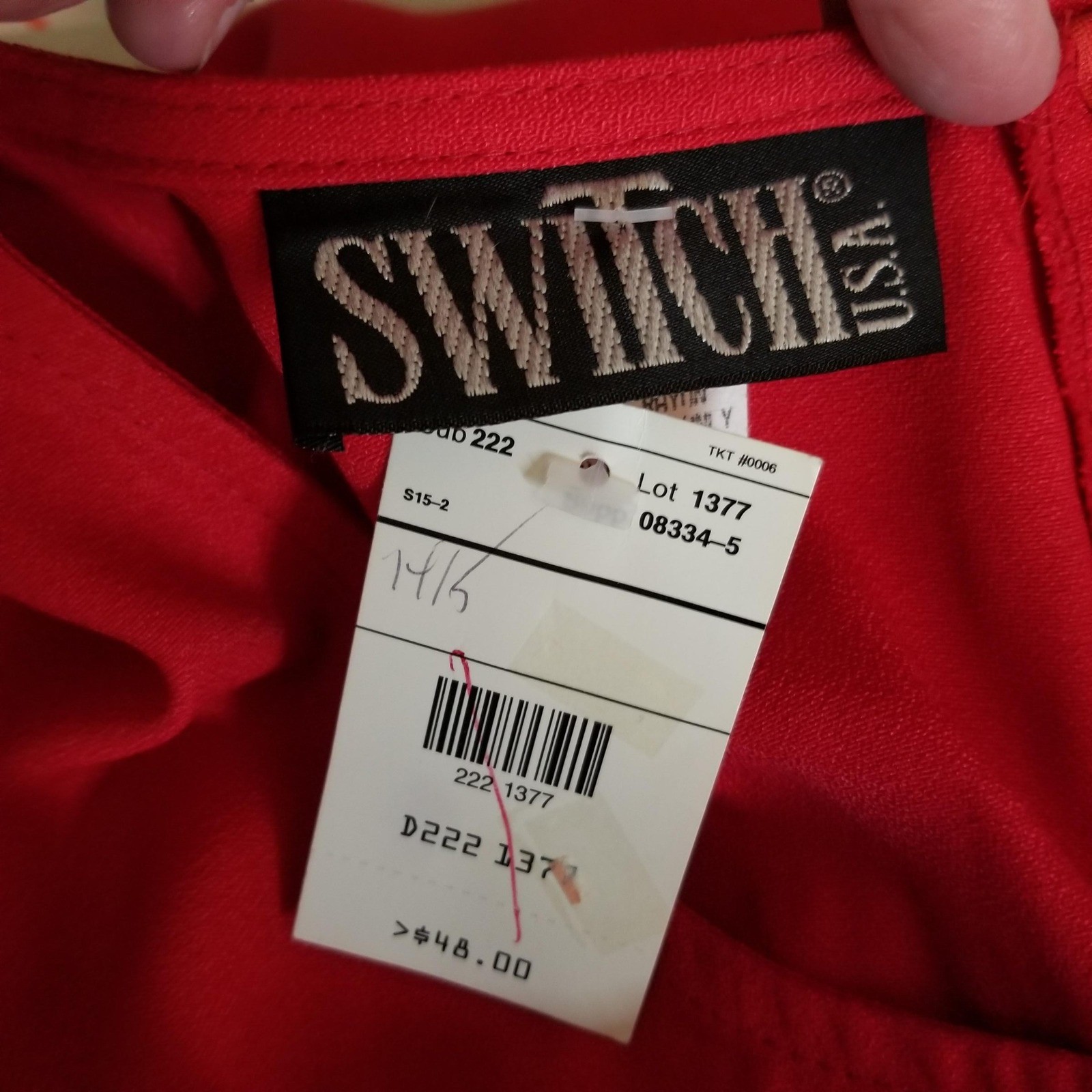 Vintage Switch USA Red Rayon Sheath Dress Midi Short Sleeve Made in USA Size 9