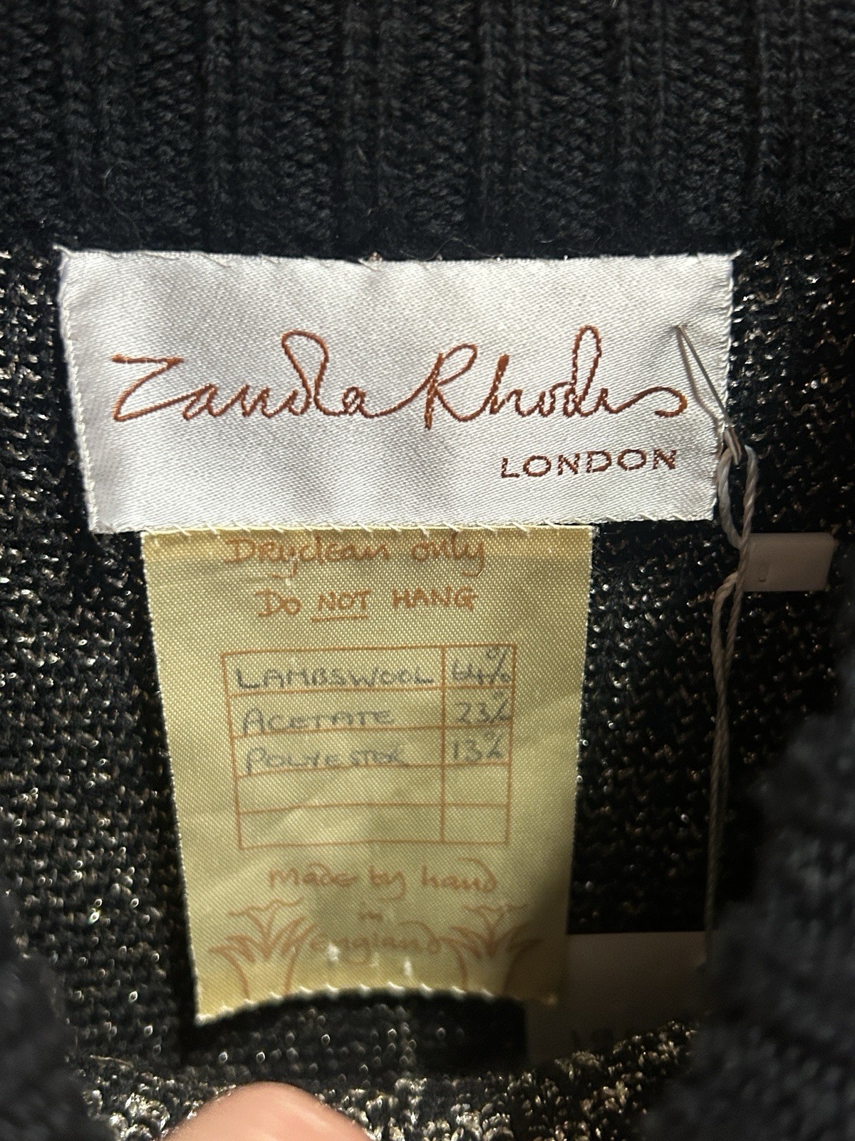 rare vtg 1980s zandra rhodes london trompe l’œil jewelry handknit sweater dress