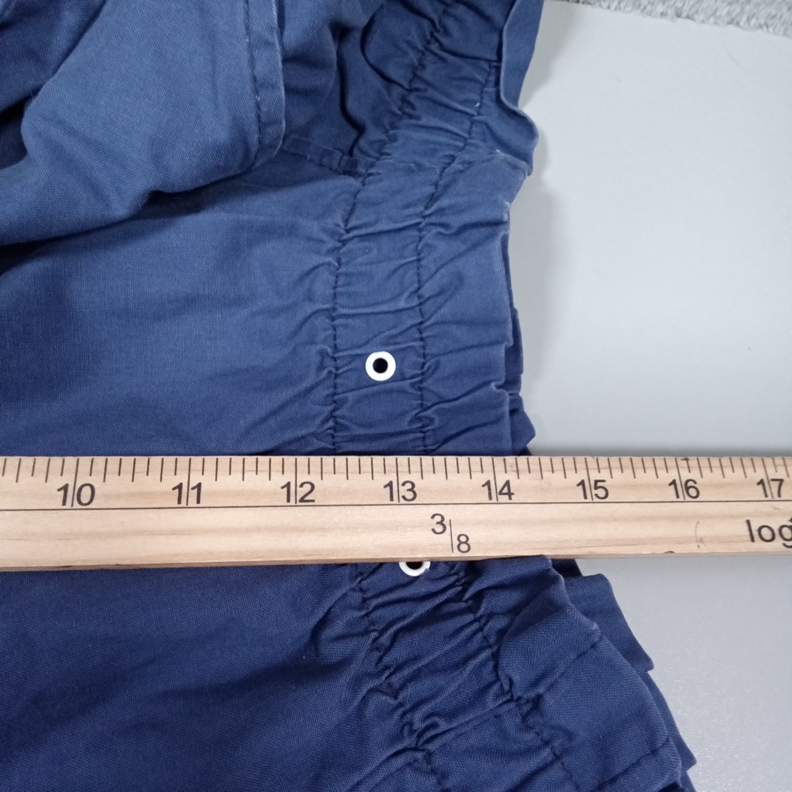 The Season Ticket Blue Cotton Paperbag Waist Shorts Vintage Womens 16P Made