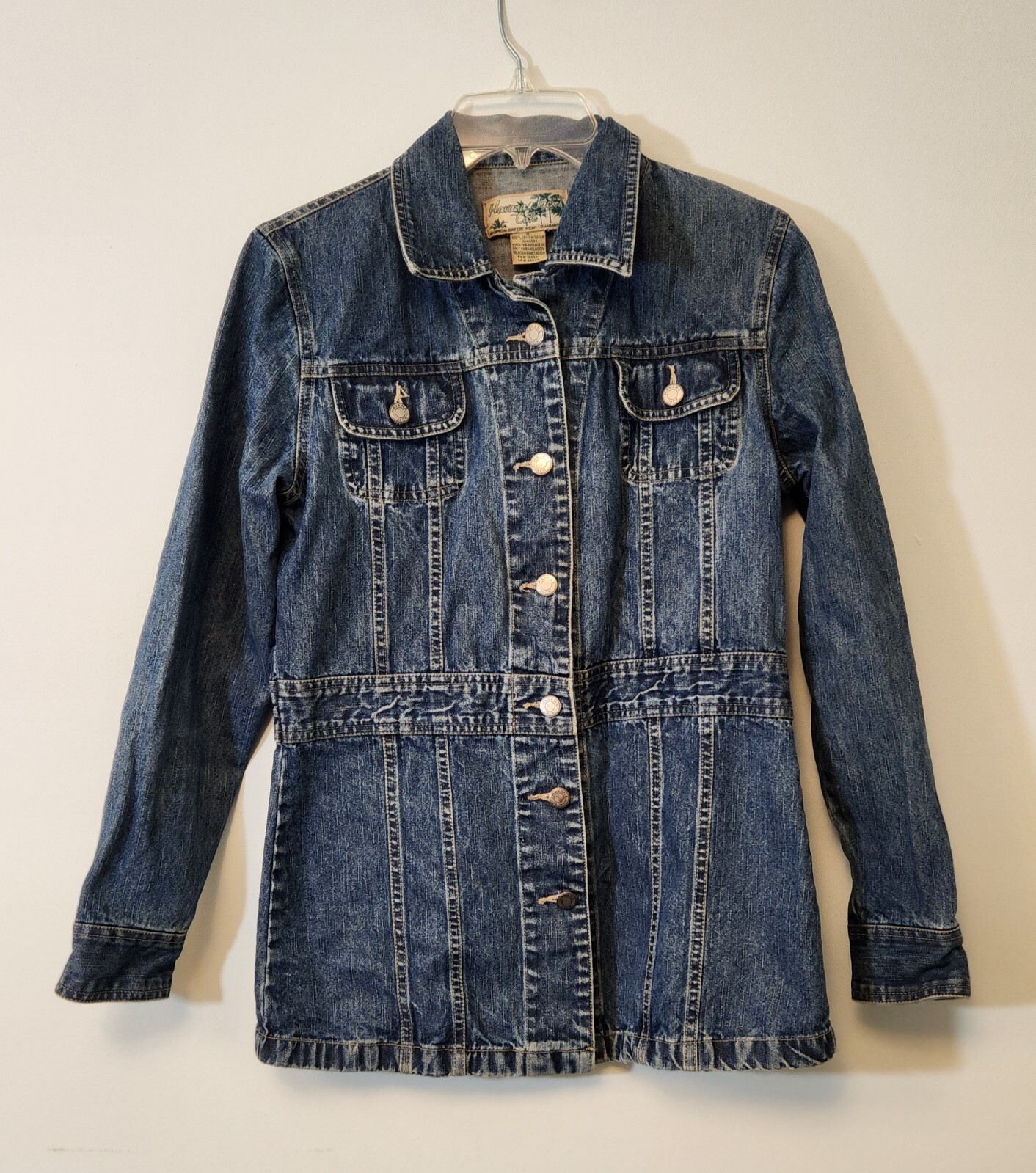 Havana Jack’s Cafe Denim Jacket Blue Long Jean Jacket Womens Size Small