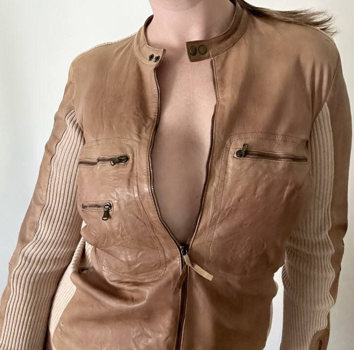 Vintage ROBERTO CAVALLI Lambskin Leather Jacket Y2K Cavalli Class Size 8