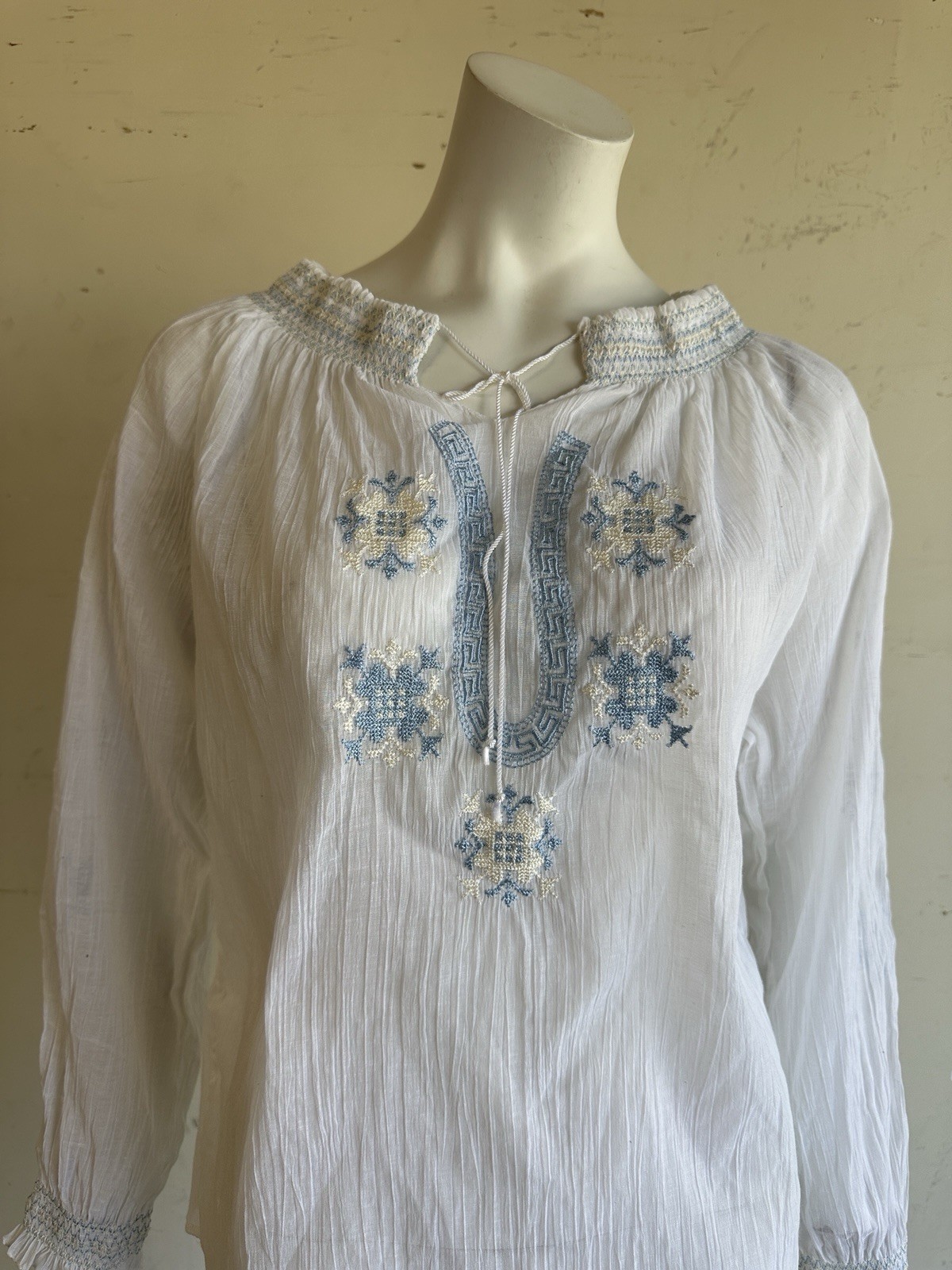 Vintage 70s Embroidered Peasant Blouse 1970s Boho
