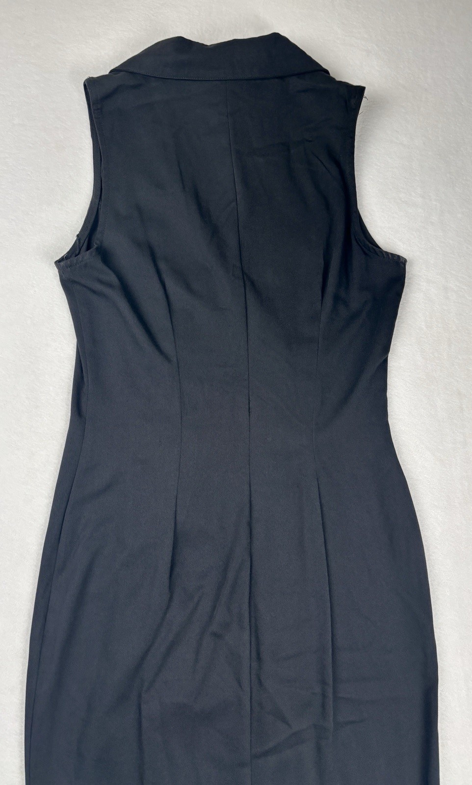 Vintage LaBelle Black Double Breasted Sleeveless Midi Dress Size 5 USA