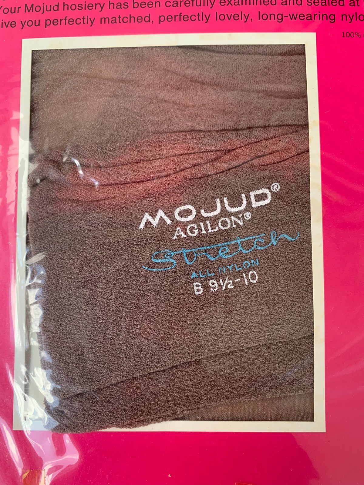 Vintage Mojud Nylon Stockings Seamless AGILON Stretch B 9 1/2-10 Star Taupe