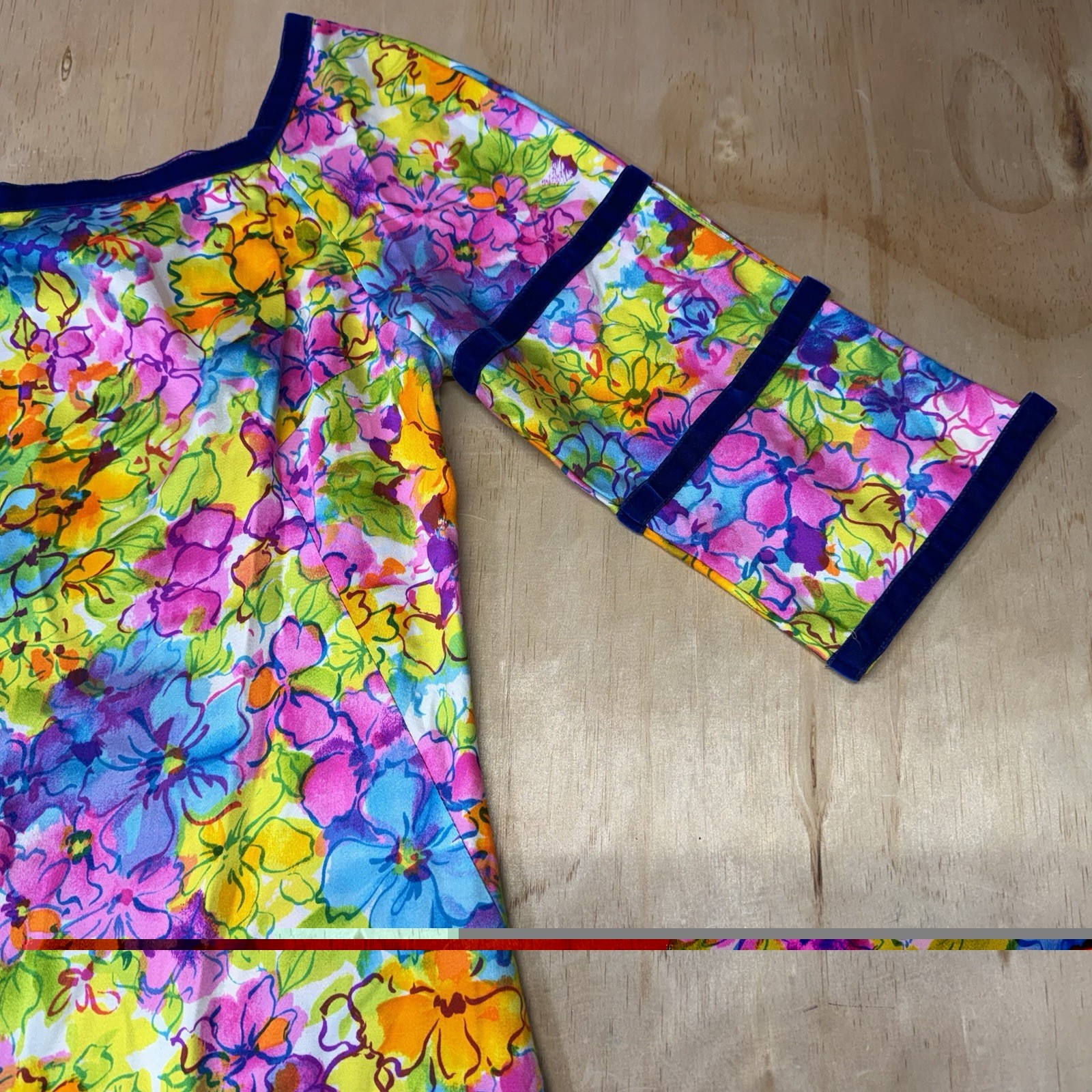 Vintage 1970s Kiyomi of Hawaii Floral Maxi Dress Cold Shoulder Slit Sleeve