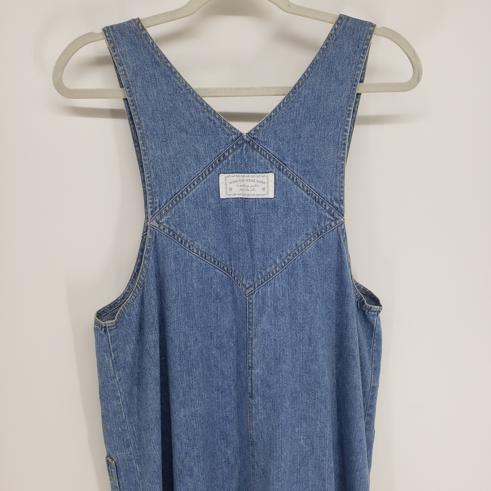 Vintage 90s The Disney Store Winnie the Pooh Denim Jumper Dress Women M Blue