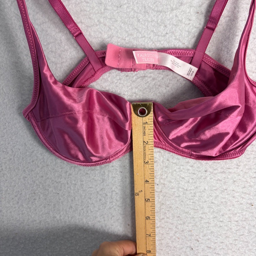 VTG 1980s Bra Victoria’s Secret Satin Lightly Padded Underwire 5515 36B Pink