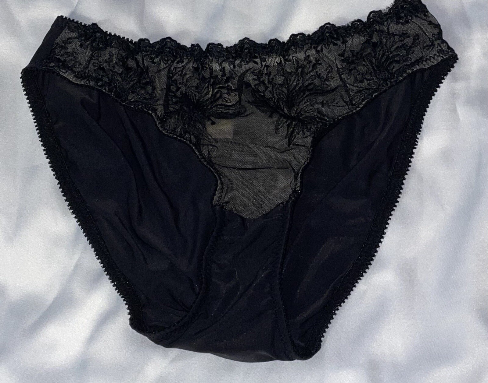 FELINA 90’s Black Lace Mesh Sheer Bikini Panties Womens M NWOT