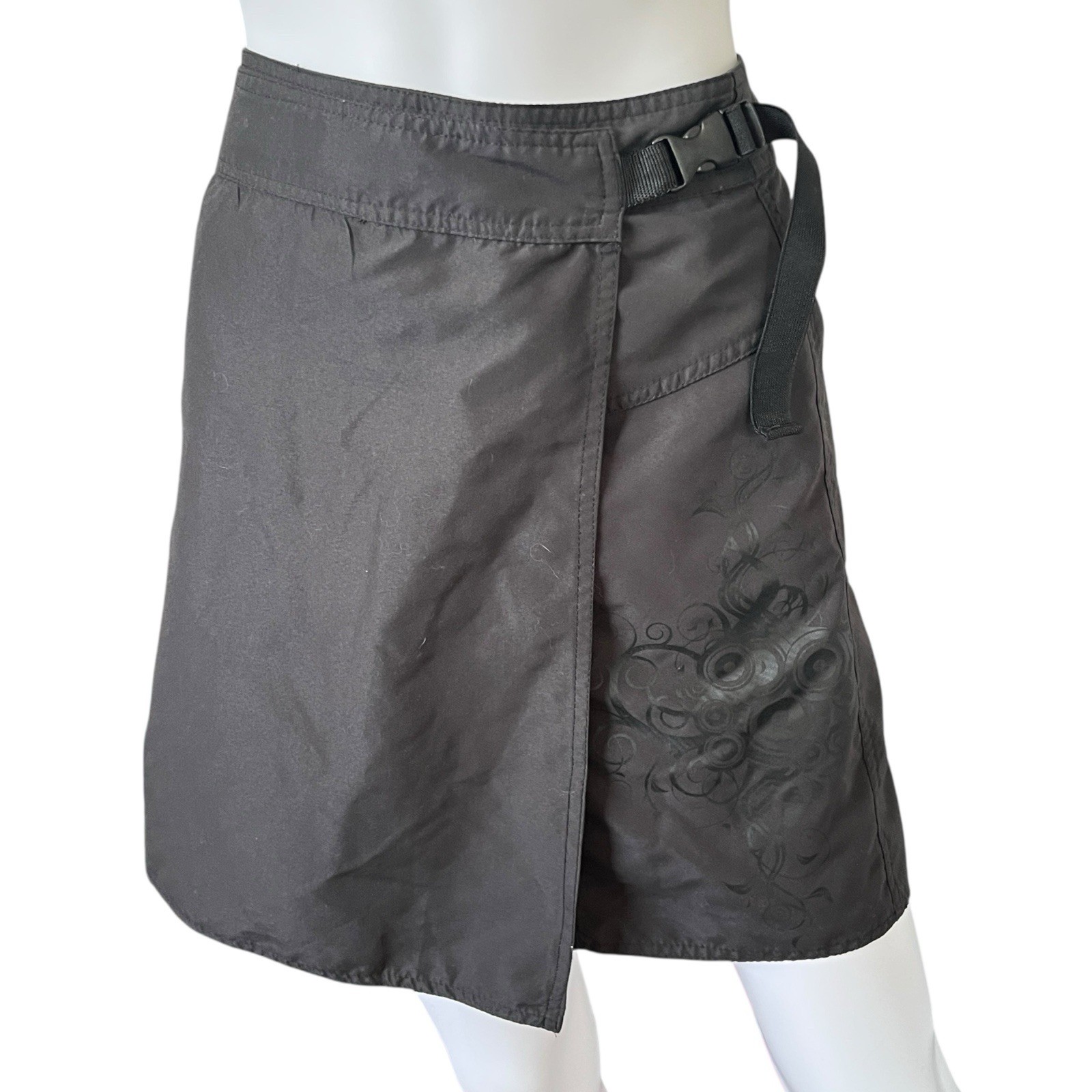 Vintage 90s Black Wrap Skirt LG Santa Cruz Skirt Beach Surf Skater Size XL