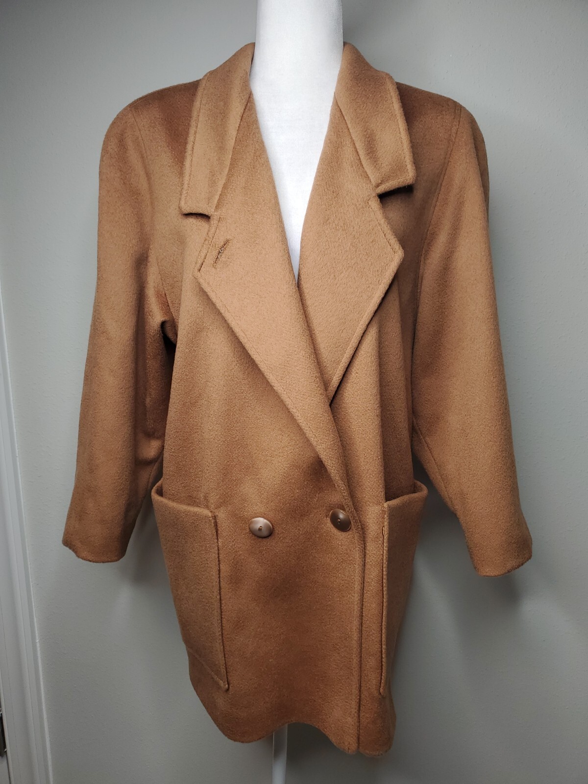 VTG Cassidy 100% Wool Coat Hand Tailored Double Breasted Coat Biege Size 6