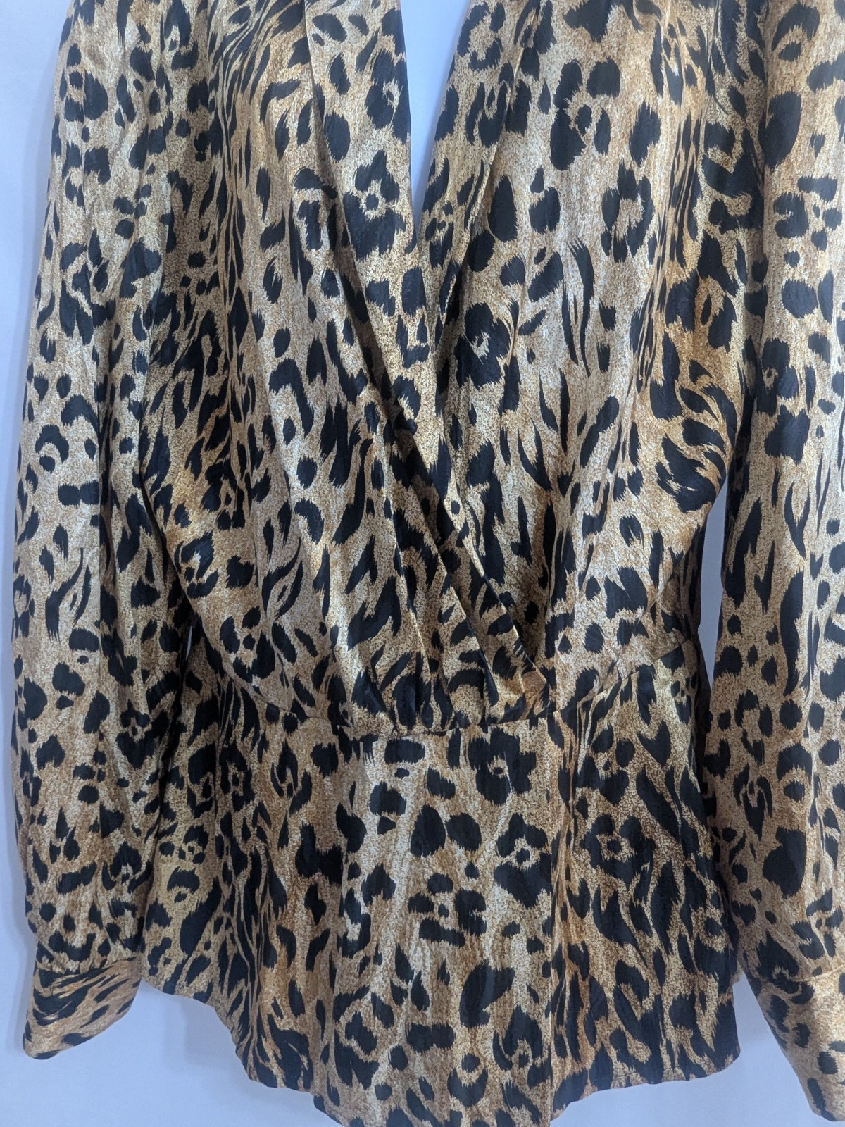 Francesca Of Damon Silk Blouse With Animal Print Women’s Size 12 Vintage